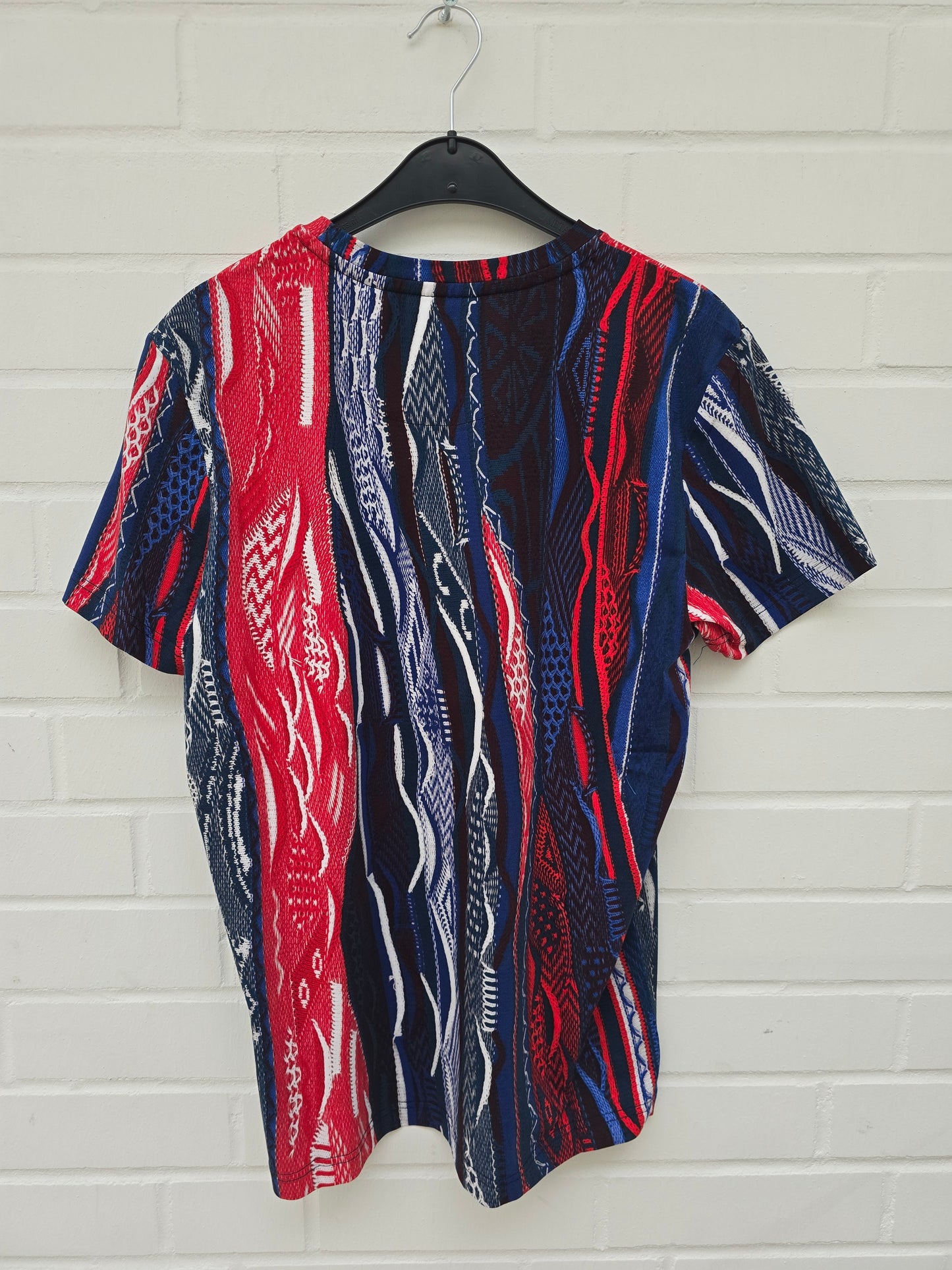 (Stange2) Carlo Colucci Tshirt blau rot muster Gr S