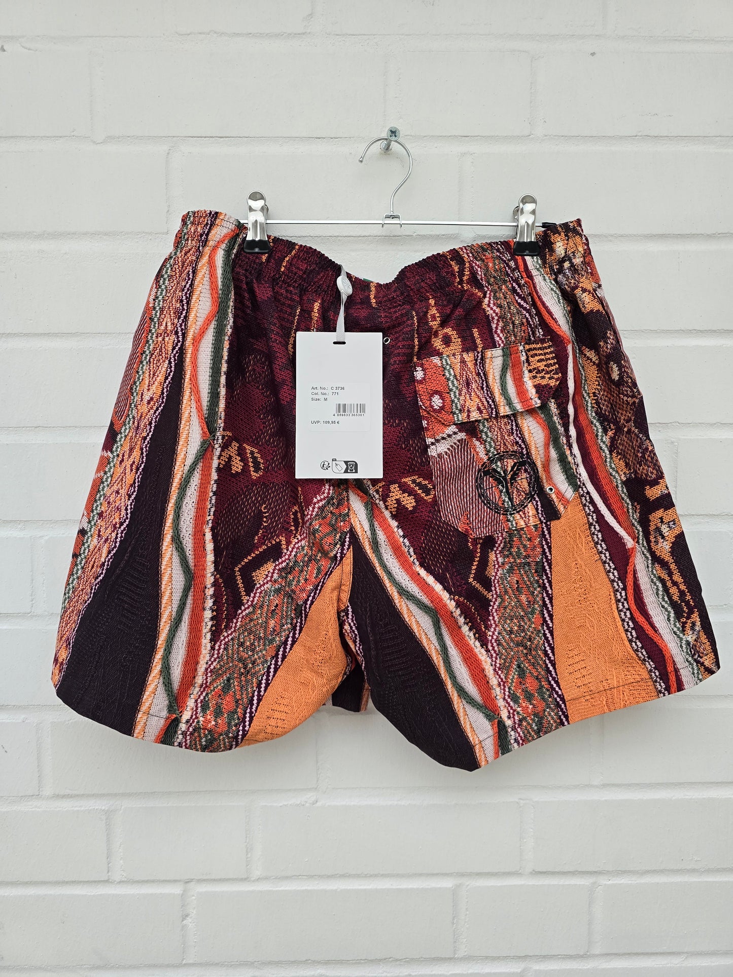 (Stange2) Carlo Colucci Badehose muster orange braun Gr M
