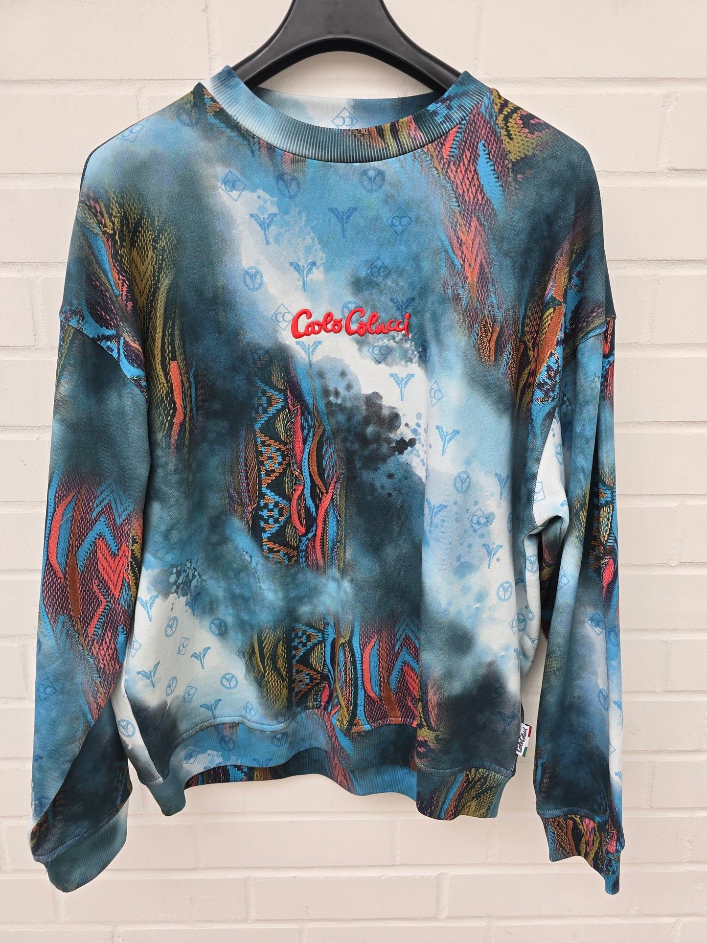 (Stange1) Carlo Colucci Sweatshirt Pullover blau muster Gr L-XL