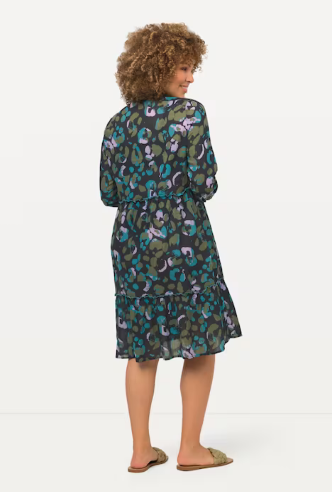(U25) Ulla Popken Kleid schwarz/grün 807399 100