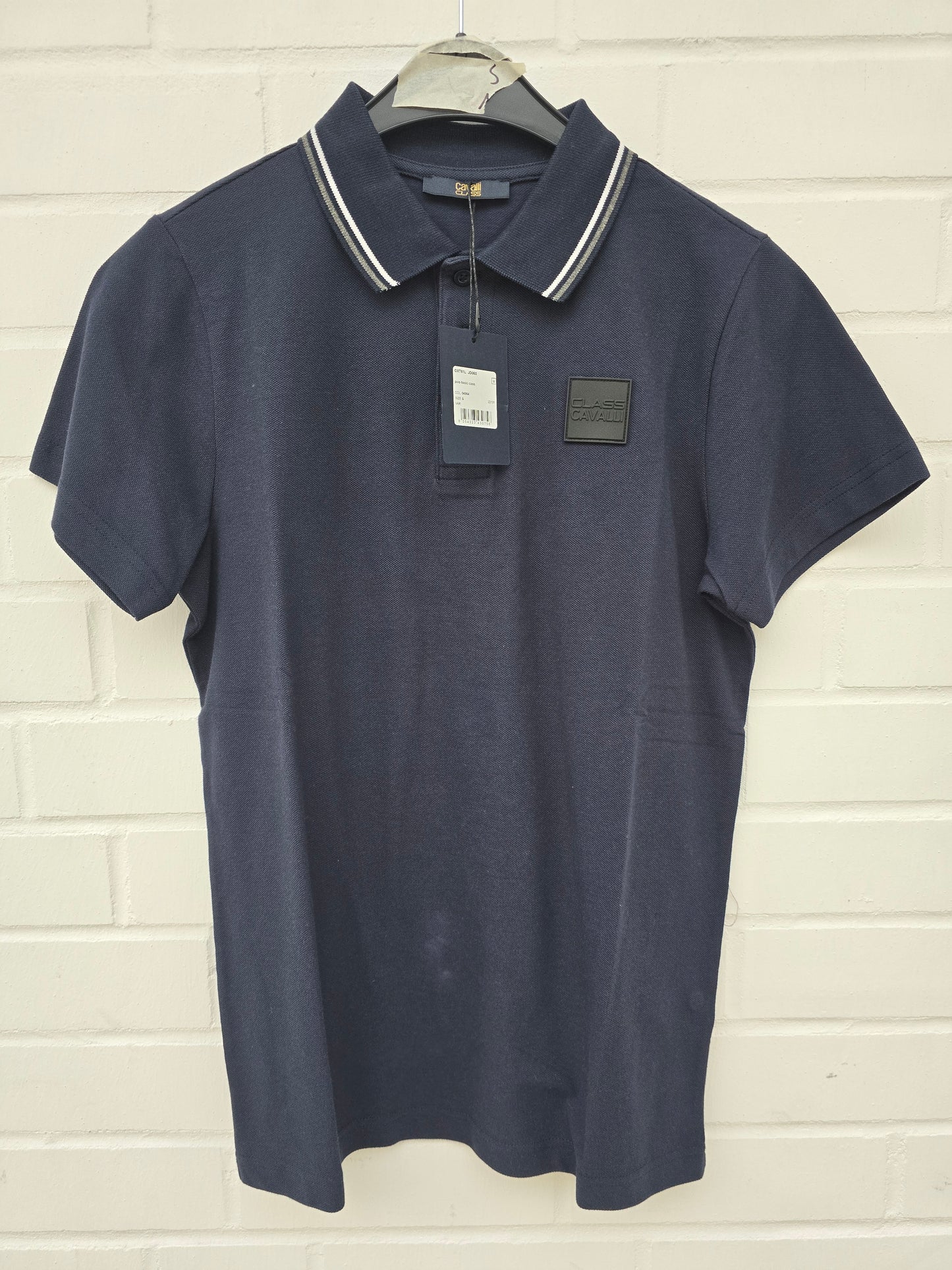(Stange1) Cavalli Class Poloshirt navyblau Lederemblem