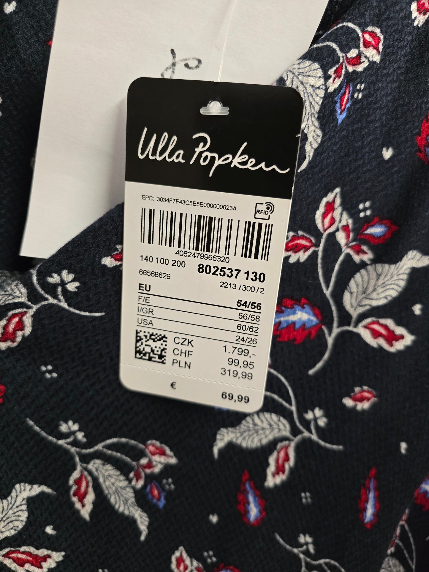 (U2) ULLA POPKEN Kleid dunkelblau Blumenmuster 802537 130