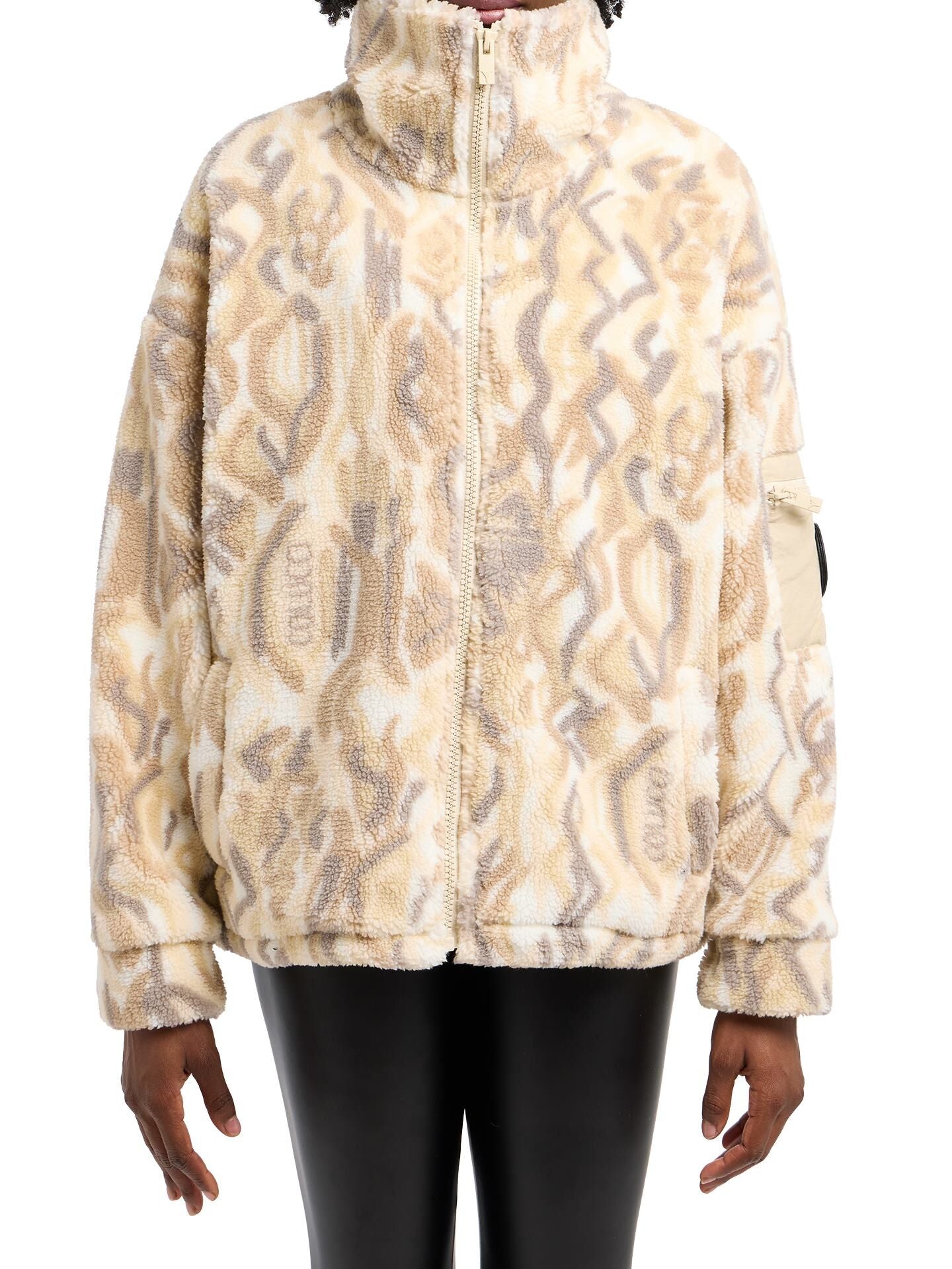 (144) Carlo Colucci Teddyjacke beige muster unisex Jacke