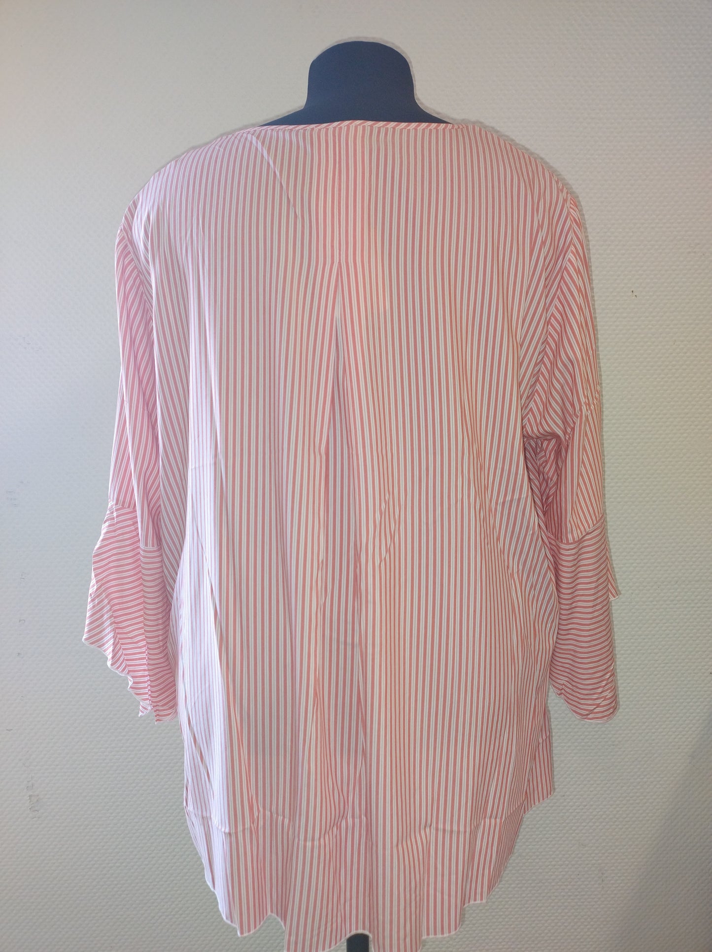 (U31) Ulla Popken Bluse Weiß/Rot gestreift 724249 65