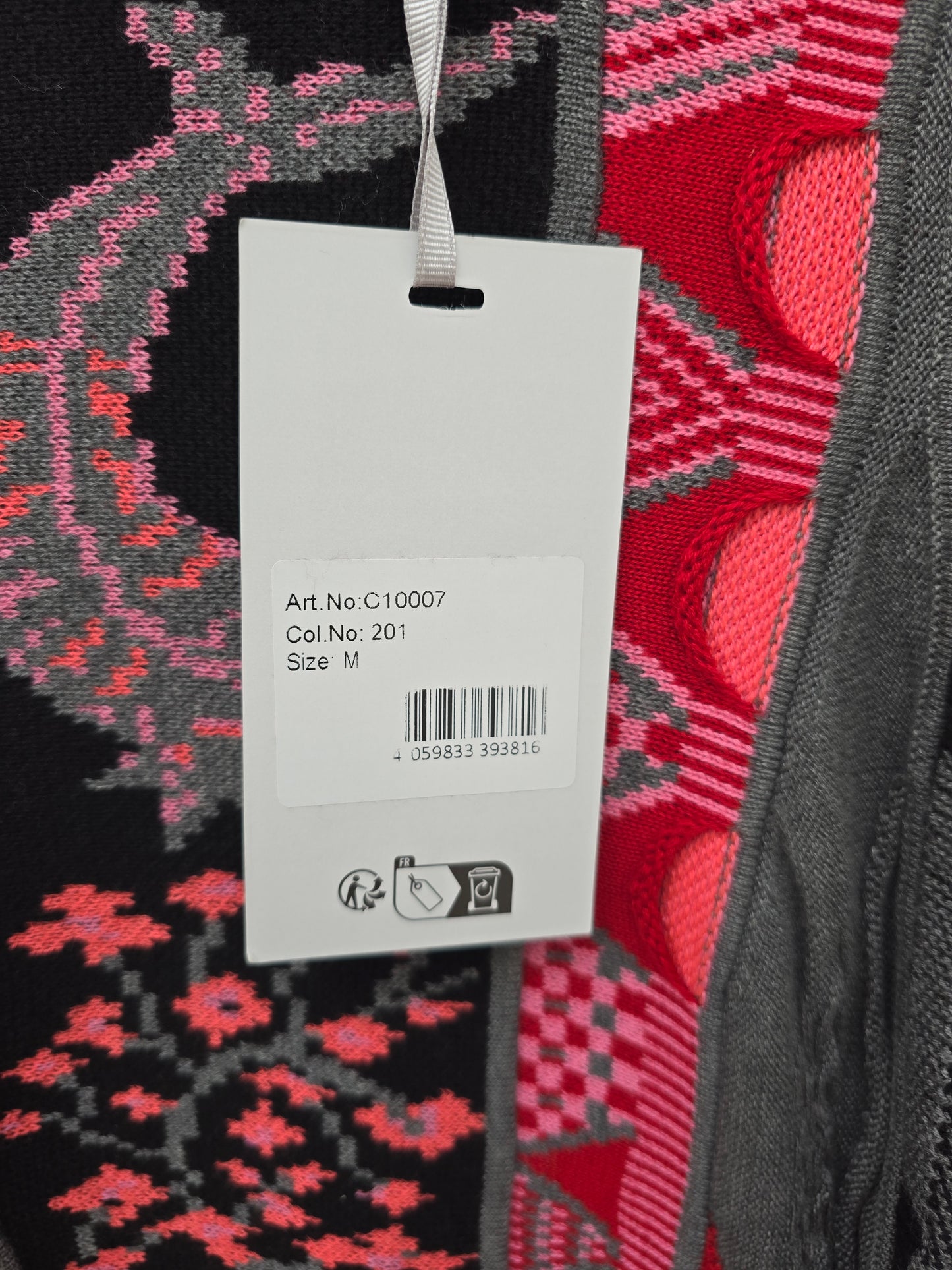 (215) Carlo Colucci 3d Strickpullover rot weiß schwarz Koi Japan Kollektion