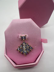 SWAROVSKI Curiosa Asymmetric Ohrring Aquablue Purple Gold (5607211)