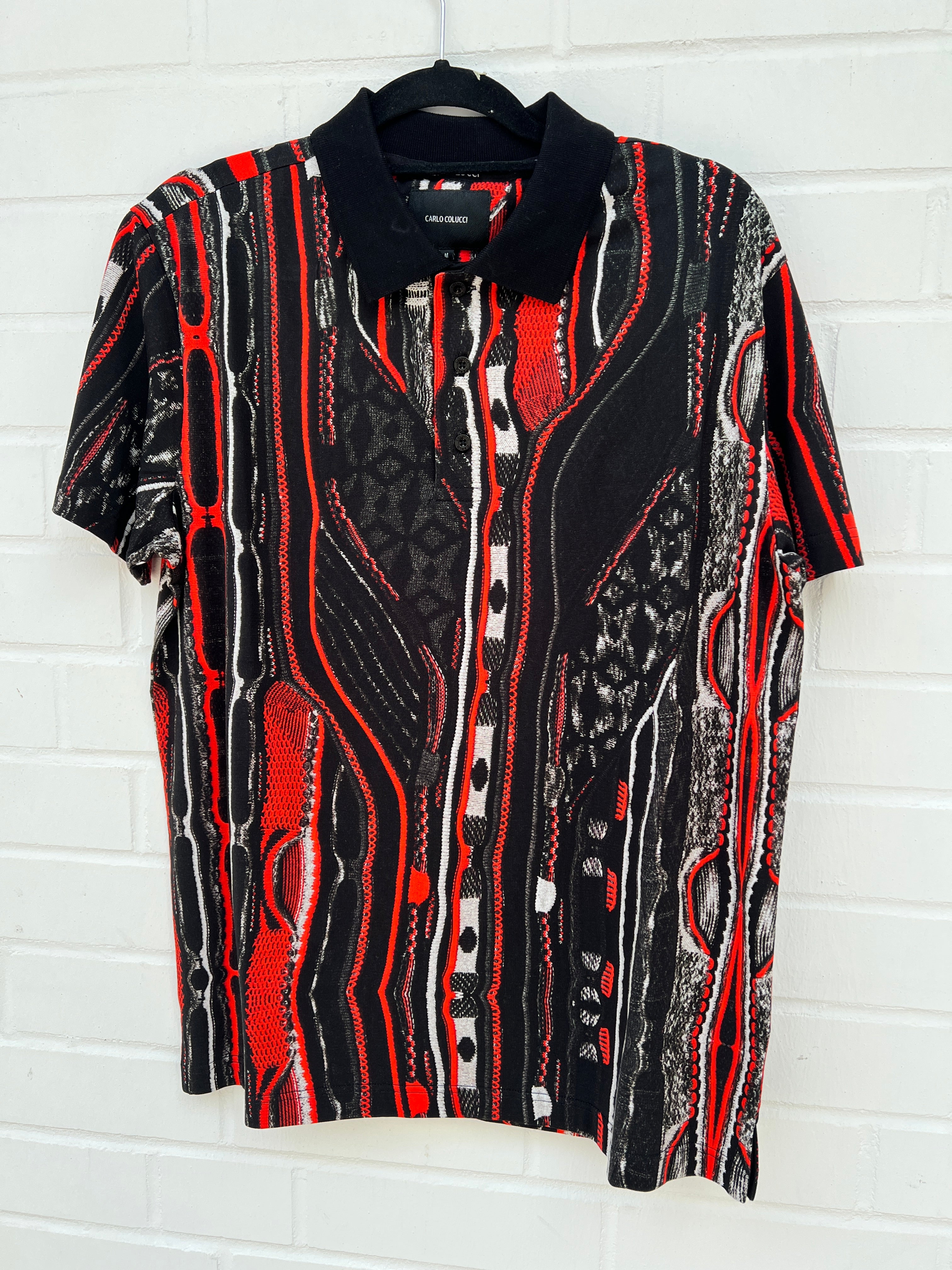(59) Carlo Colucci Poloshirt schwarz bunt
