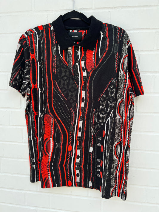 (63) Carlo Colucci Poloshirt schwarz bunt