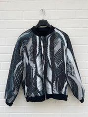 Carlo Colucci Teddy Bomberjacke schwarz zweiseitig Wendejacke