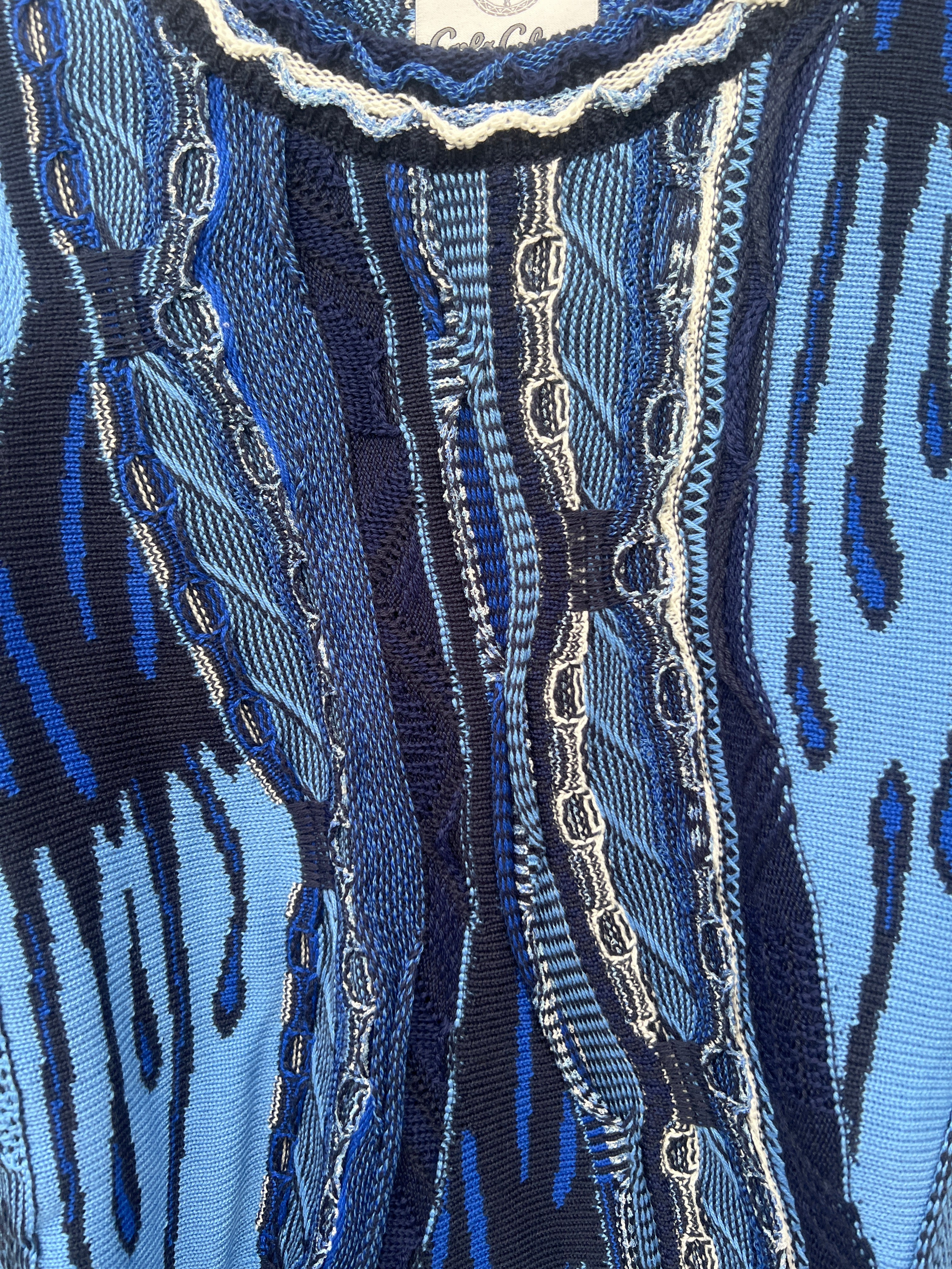 (100) Carlo Colucci 3D Strickpullover Pullover blau schwarz C12508 COL 101