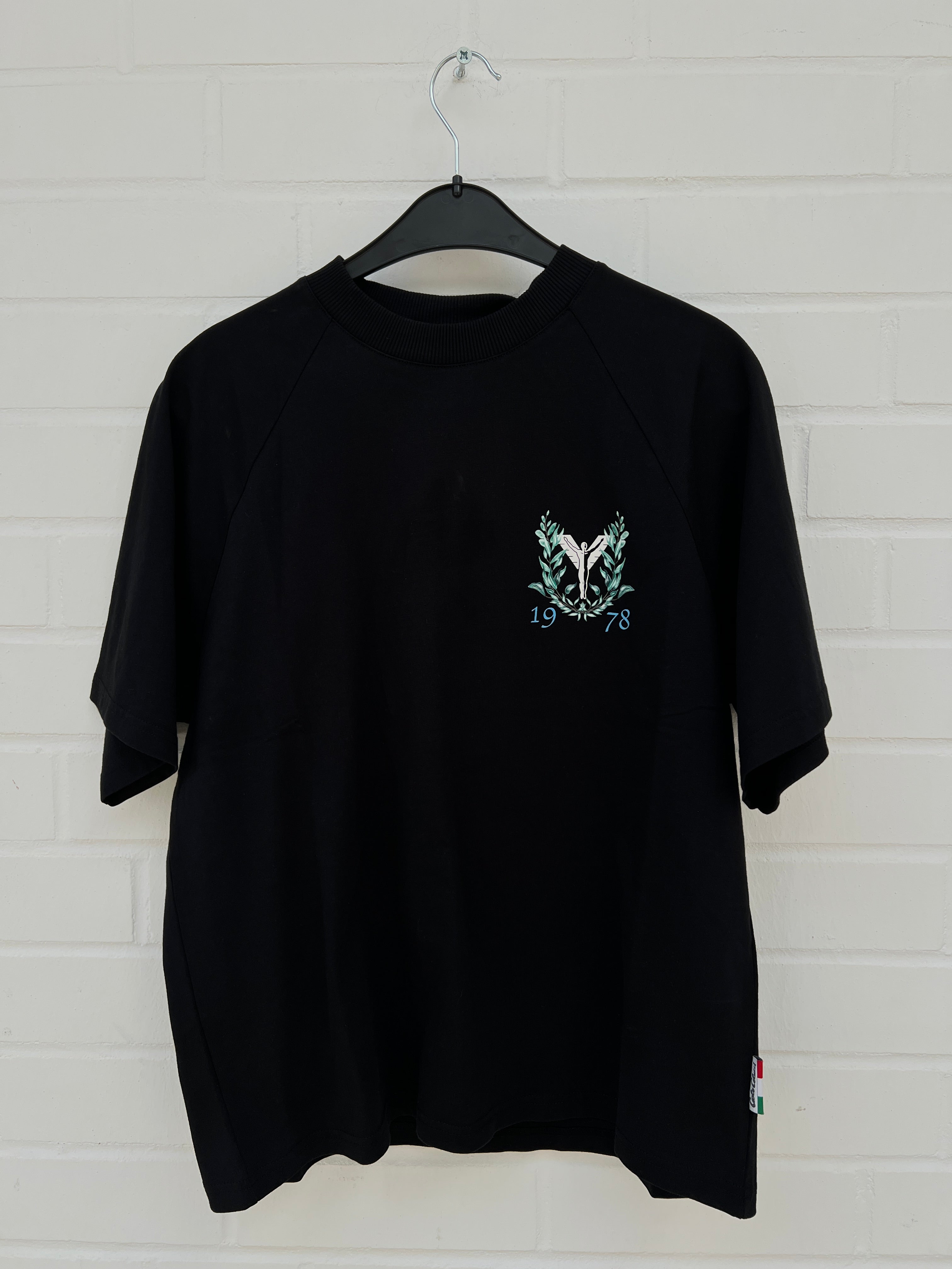(Stange3) Carlo Colucci Tshirt schwarz muster Gr.XXS