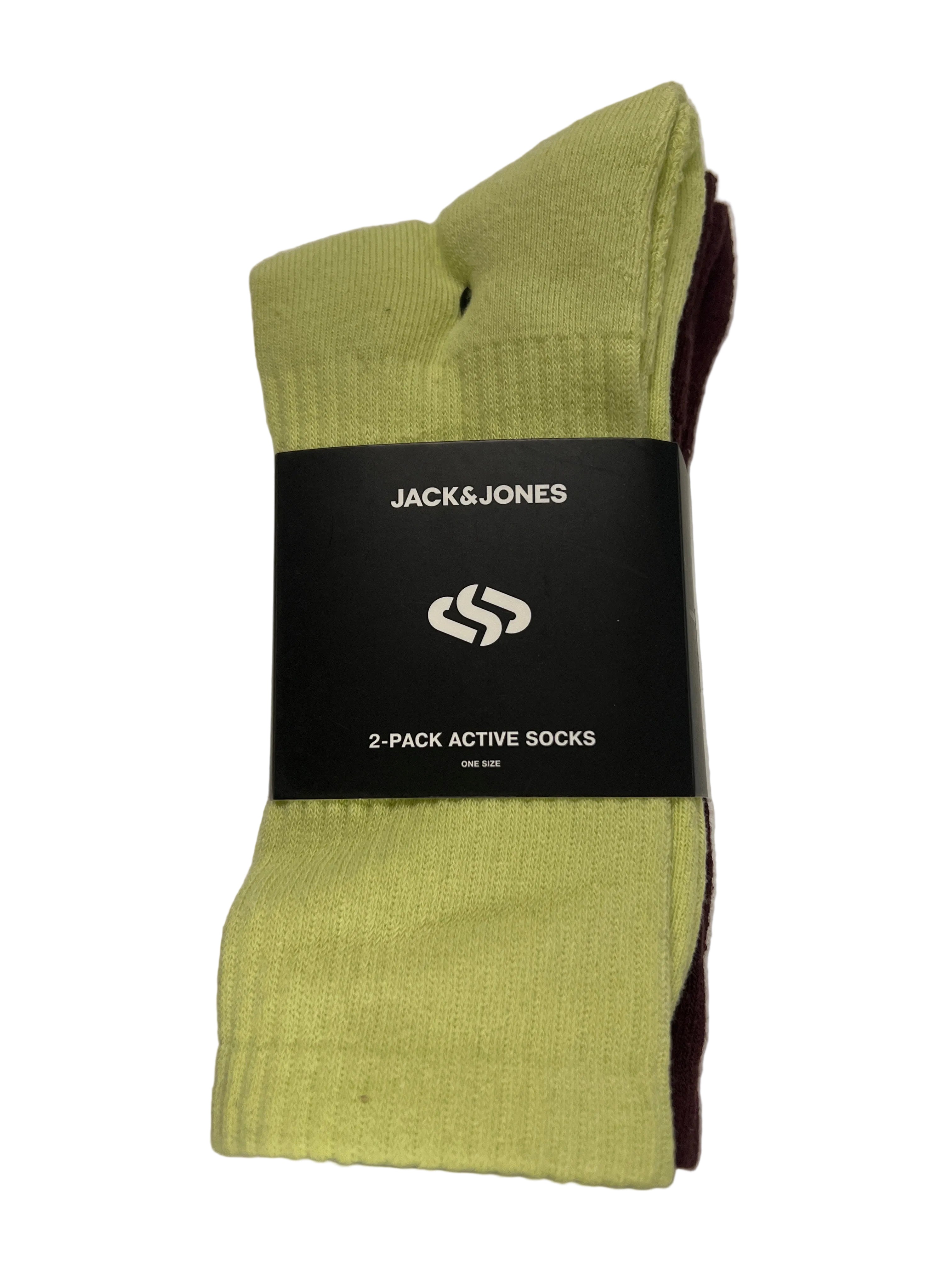 JACK & JONES 2 Pack Active Socks neon gelb braun One Size