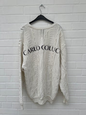 Carlo Colucci 3D Strickpullover C13302 COL59 weiß logo