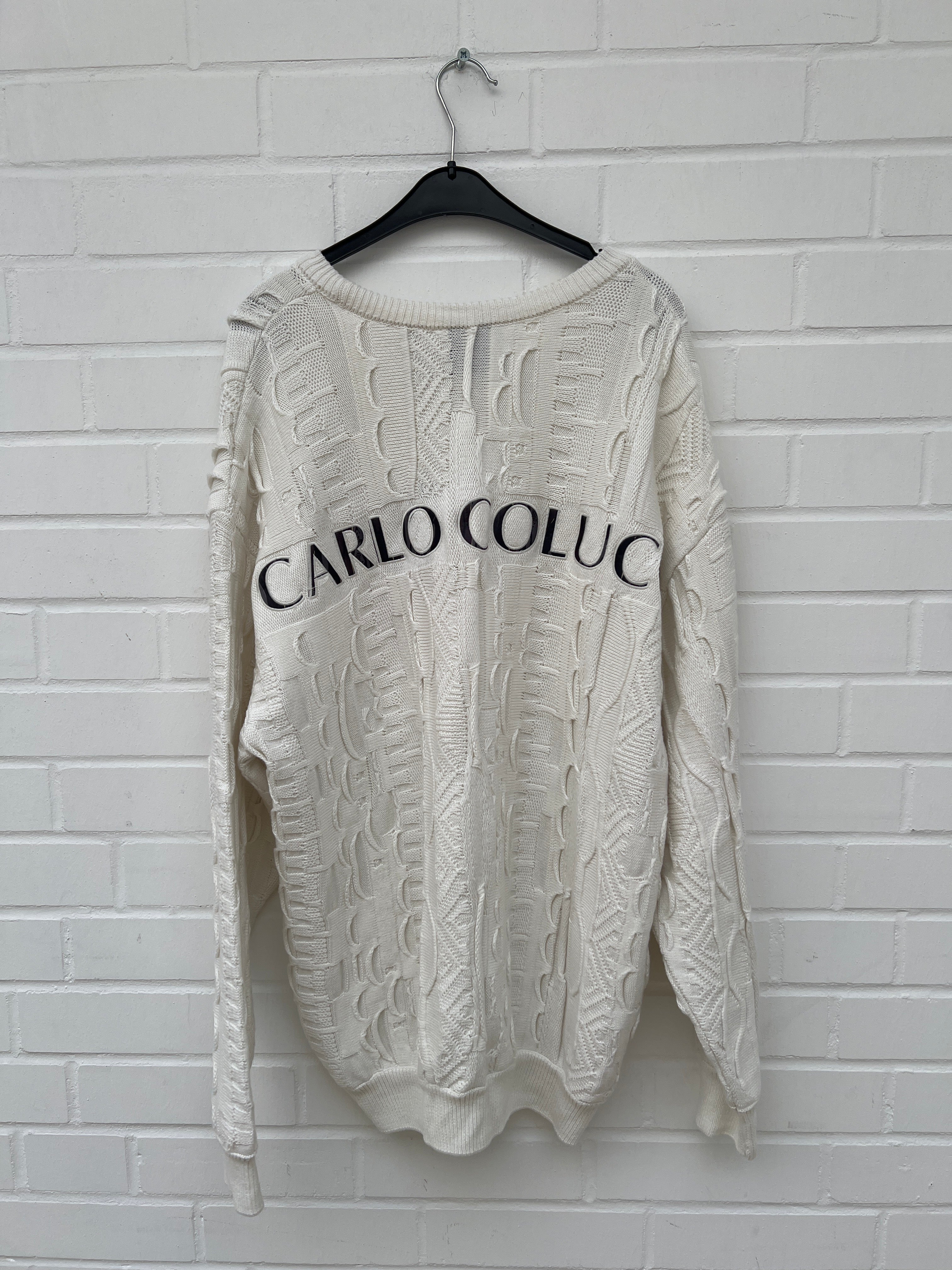 Carlo Colucci 3D Strickpullover C13302 COL59 weiß logo