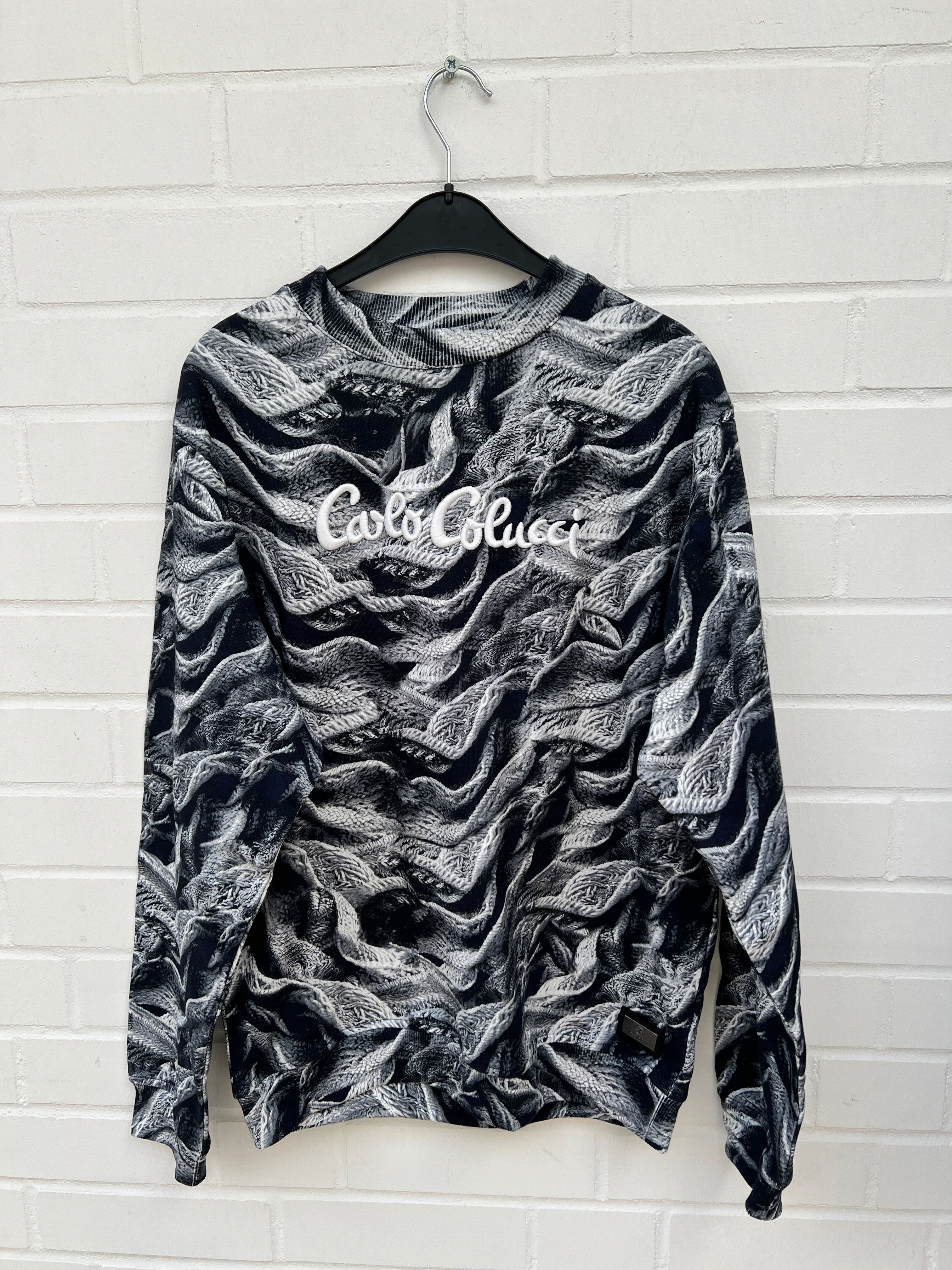 (83) Carlo Colucci Sweatshirt grauschwarz muster