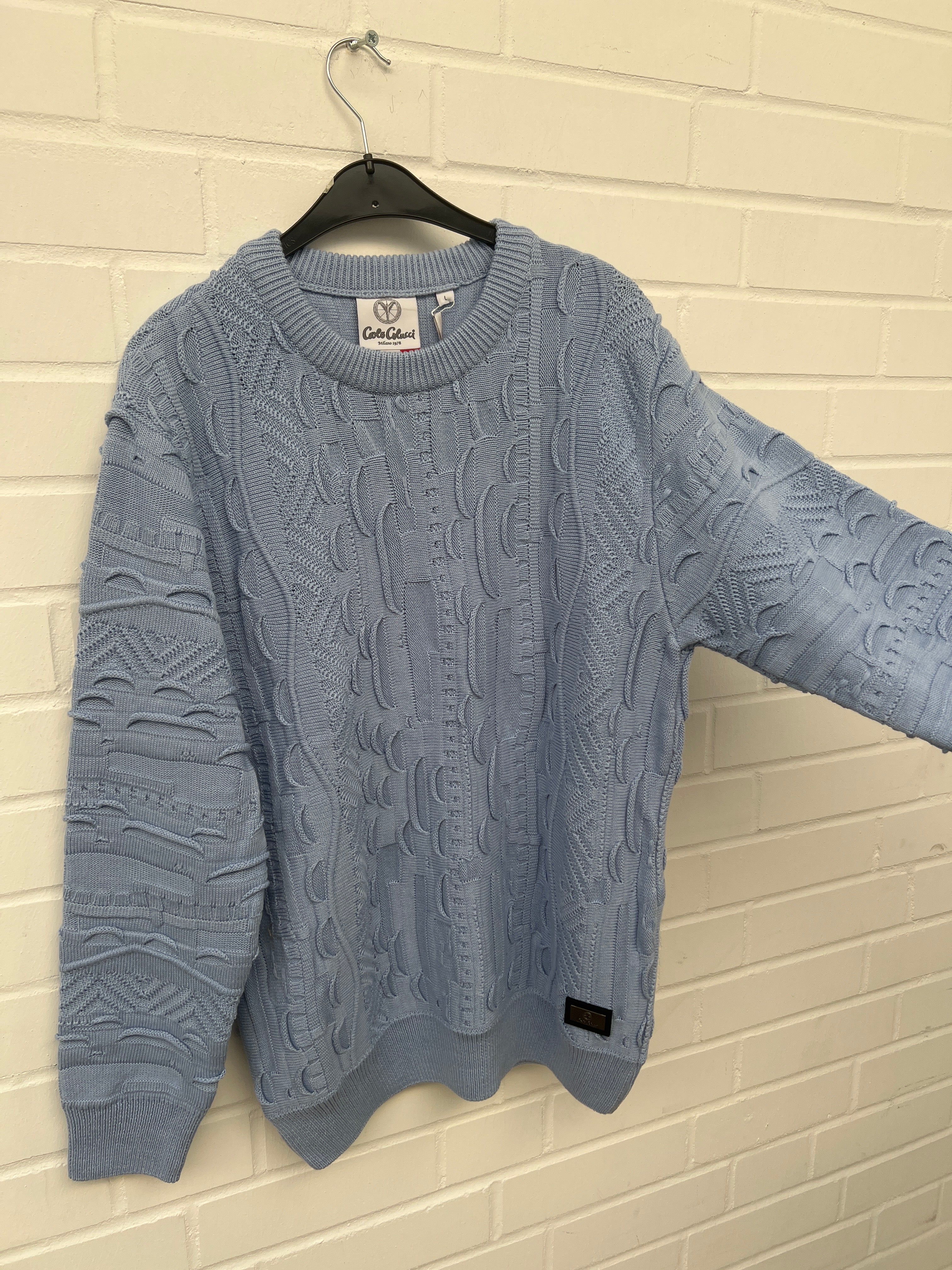 Carlo Colucci 3D Strickpullover Pullover hellblau C9016 COL 15