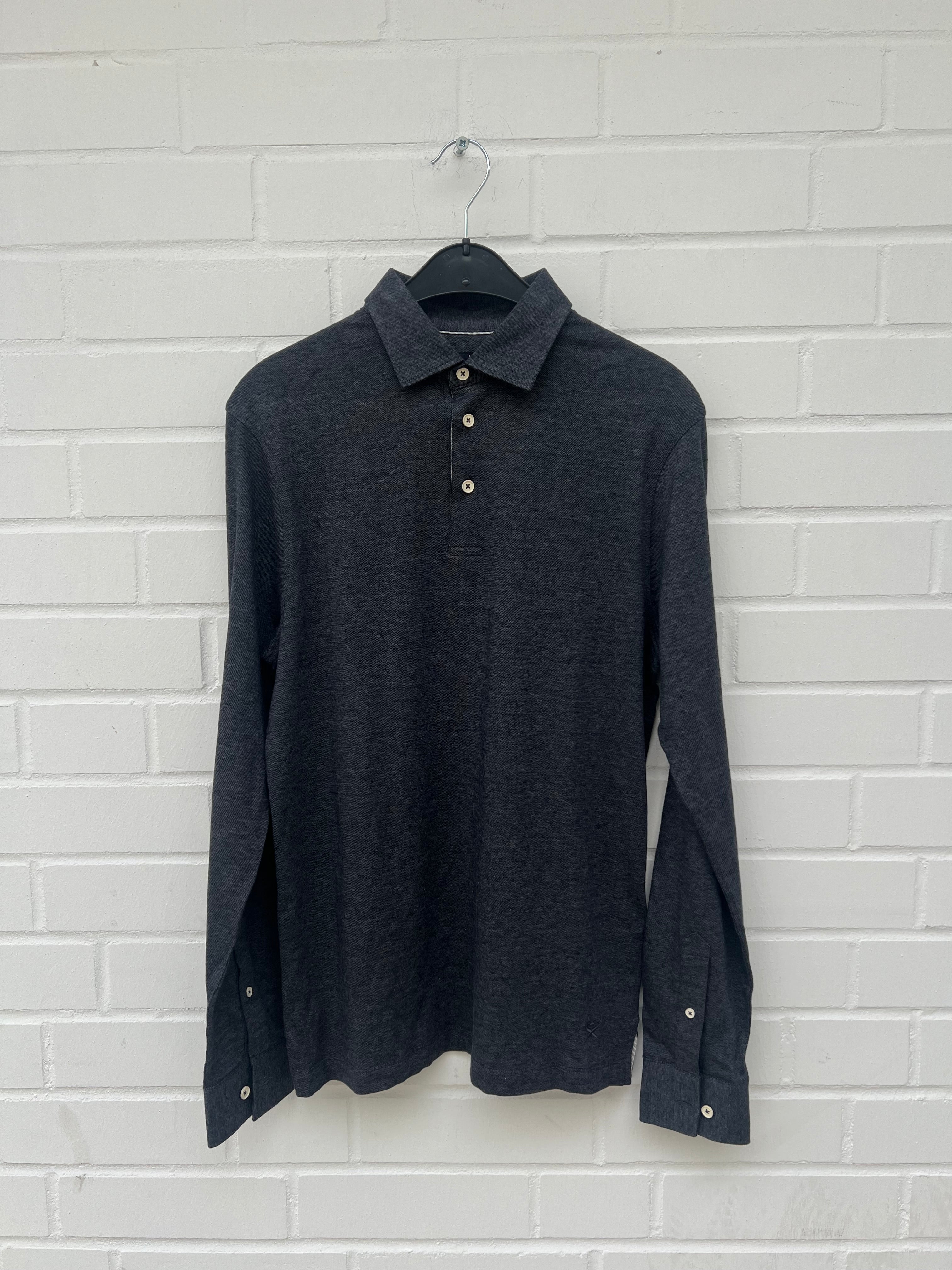 HACKETT Poloshirt Long Sleeve Slim Fit Cotton/Leinen dunkelgrau GrS