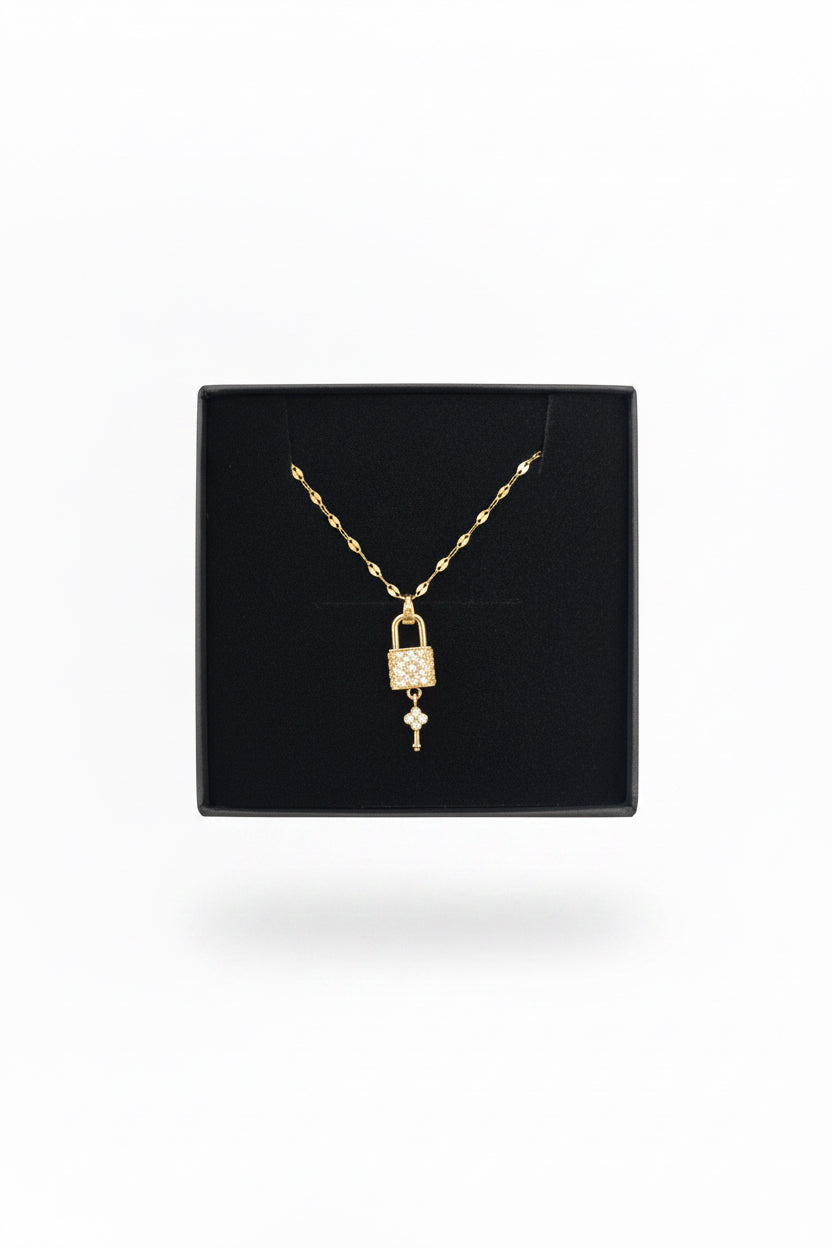 18K vergoldete Halskette Schloss gold glitzer (8)