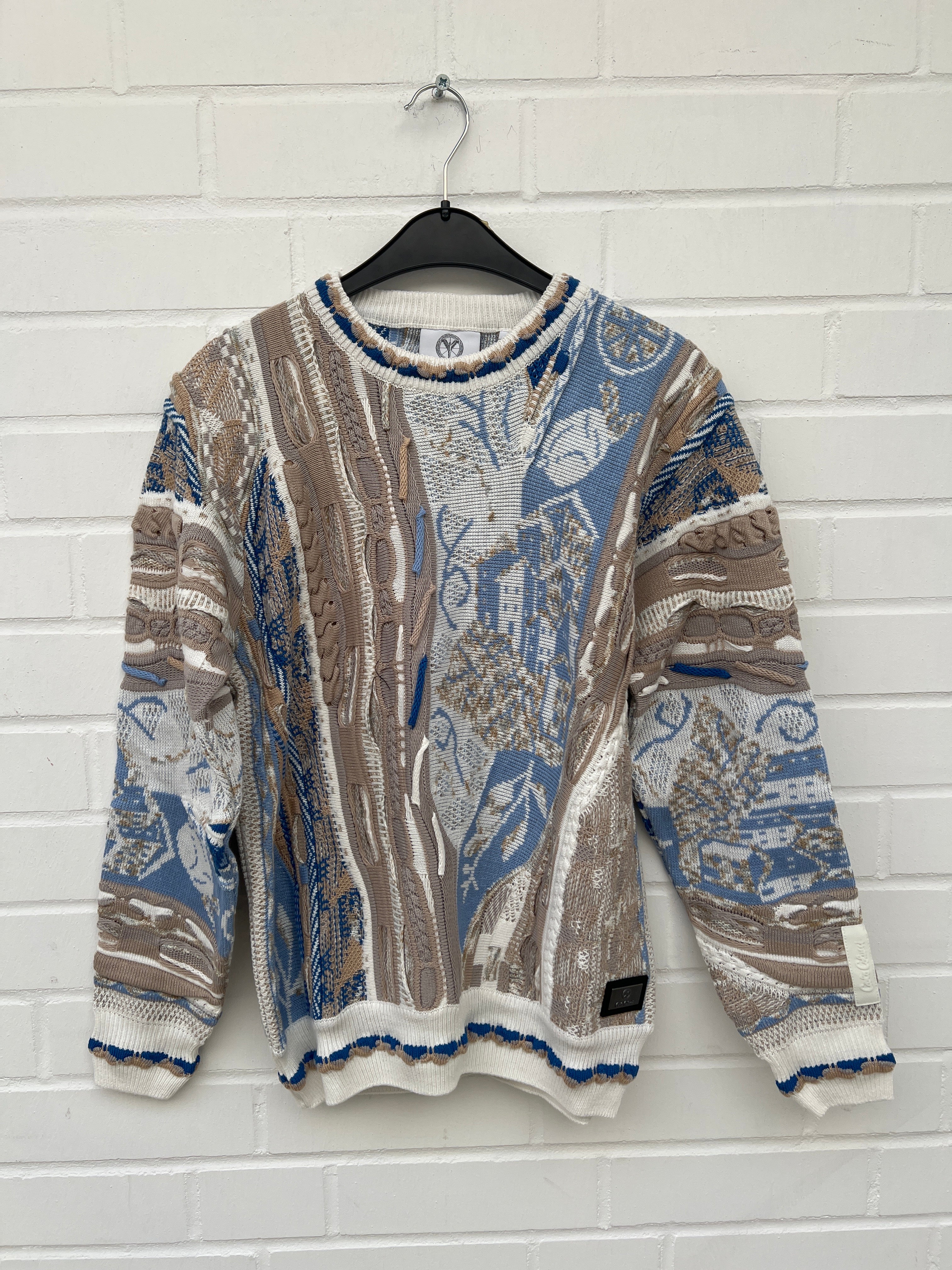 (186) Carlo Colucci 3D Strickpullover beige blau C12507 COL 561