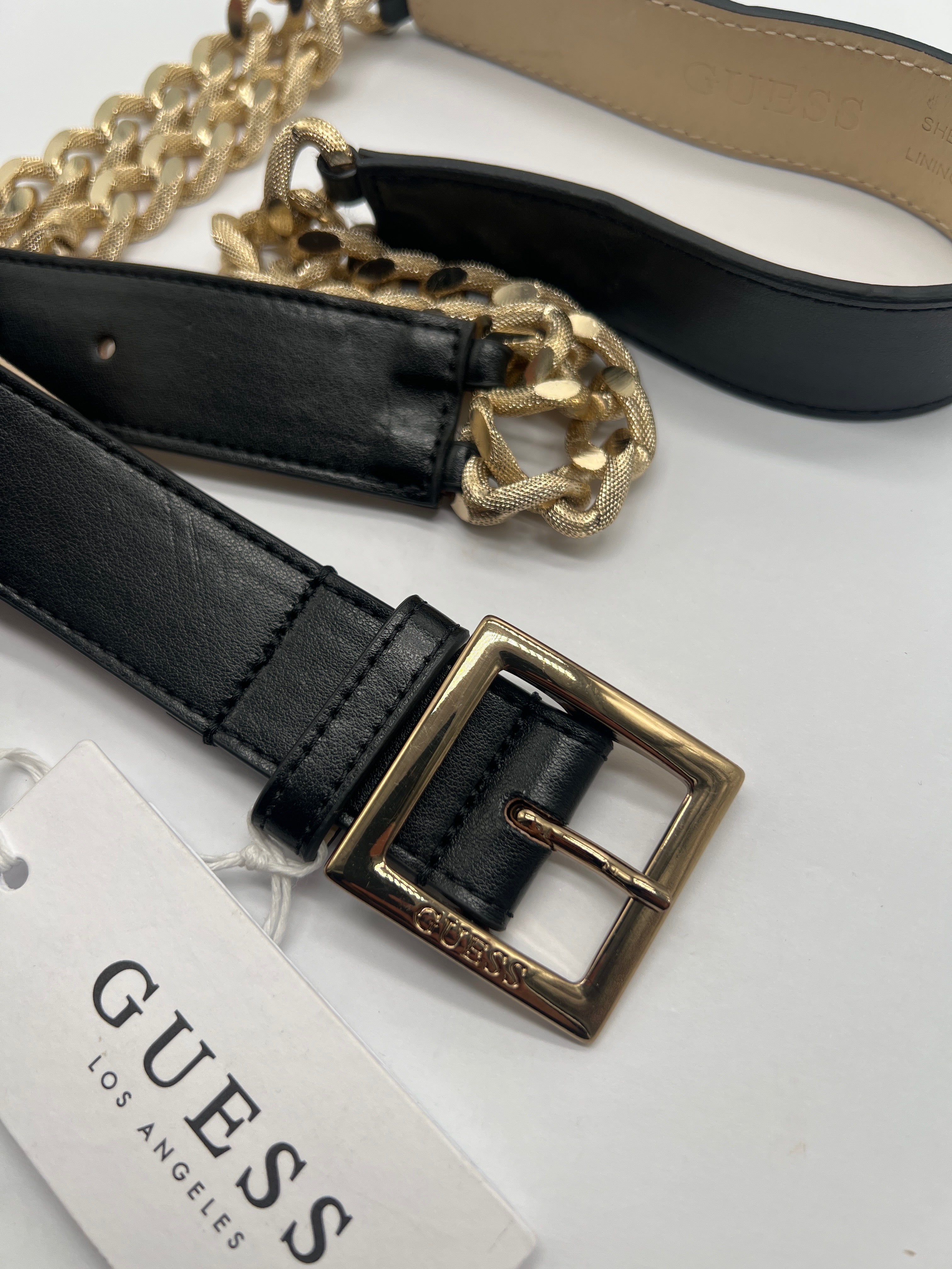 GUESS Gürtel Schwarz Goldfarbene Metallschnalle