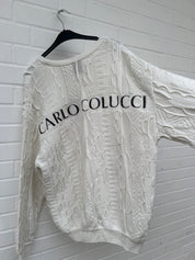 Carlo Colucci 3D Strickpullover C13302 COL59 weiß logo