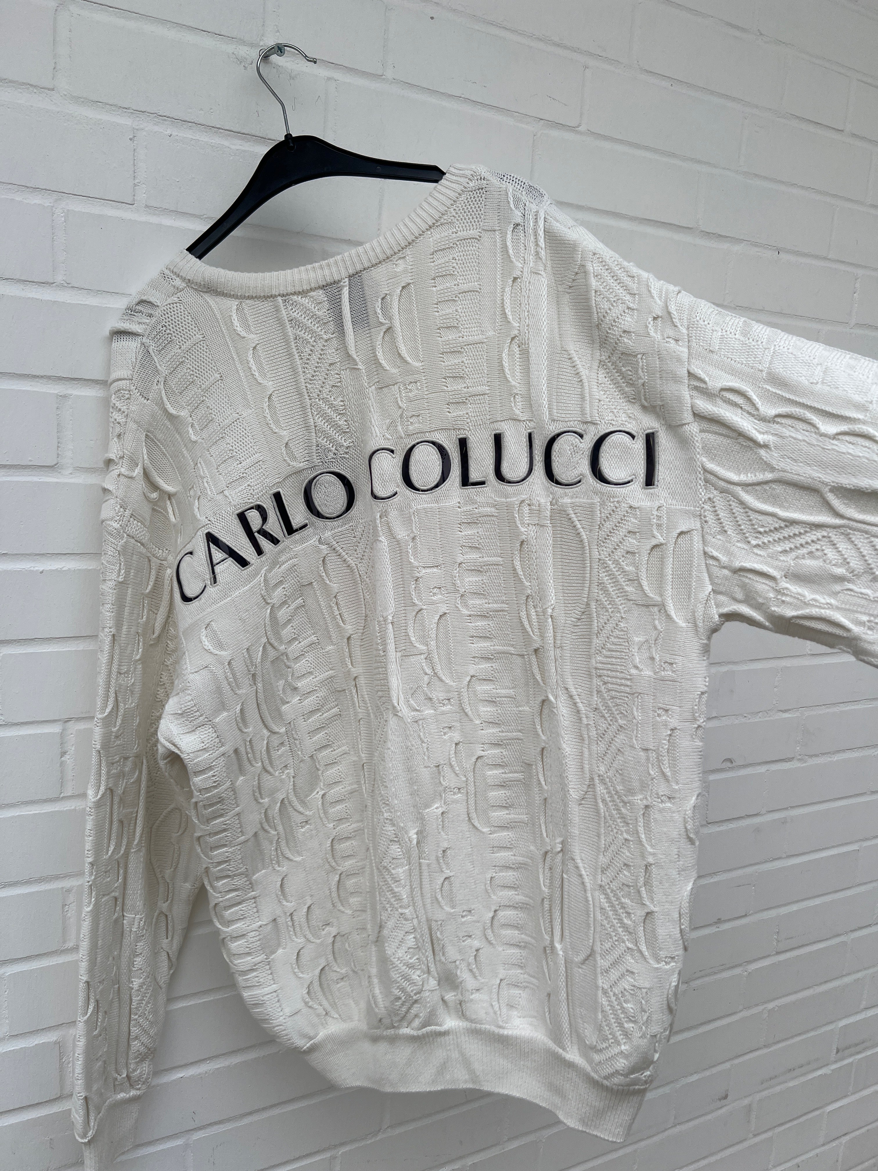 Carlo Colucci 3D Strickpullover C13302 COL59 weiß logo