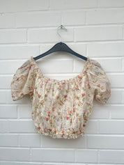 RALPH LAUREN Off Shoulder Top Blumen GrM