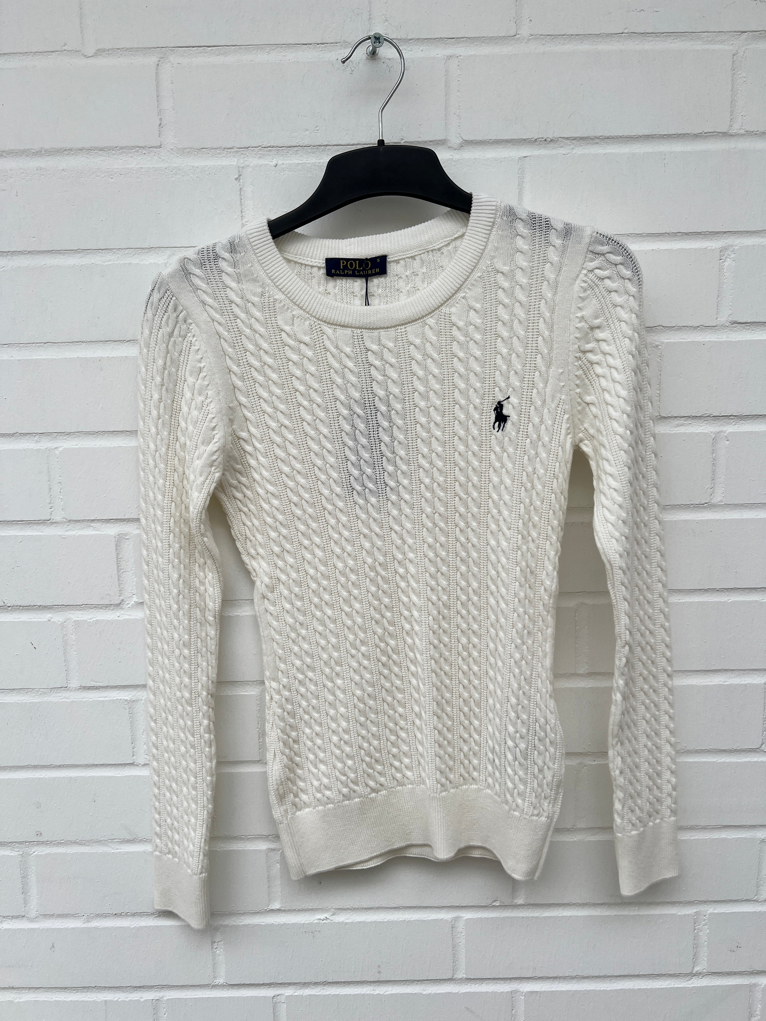 (69) DAMEN POLO Ralph Lauren Strickpullover weiß