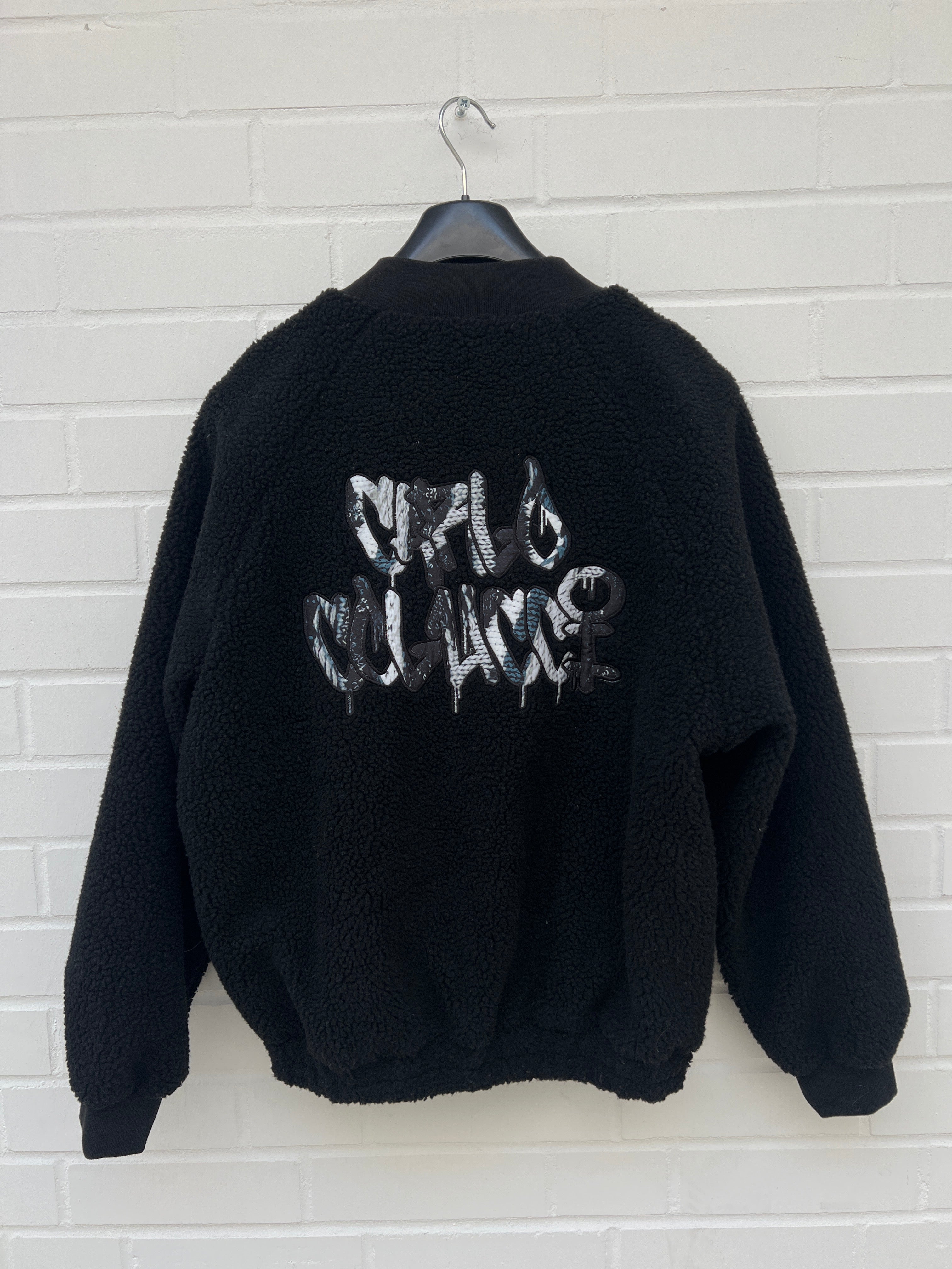 Carlo Colucci Teddy Bomberjacke schwarz zweiseitig Wendejacke