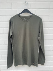 REPLAY Long Sleeve V-Neck Shirt khaki 100% Cotton GrM