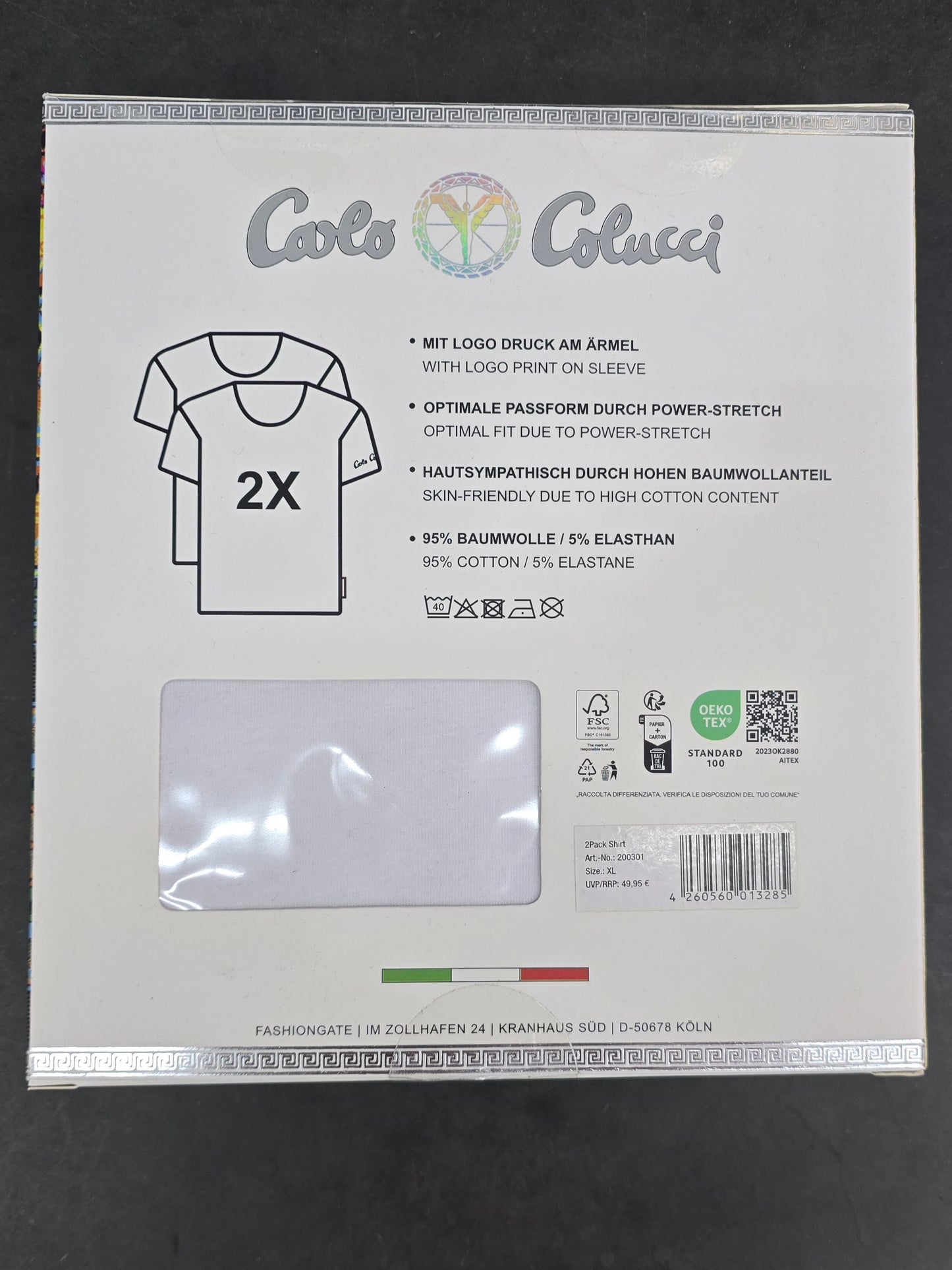 (31) Carlo Colucci 2er Pack Tshirt Karton Box weiß