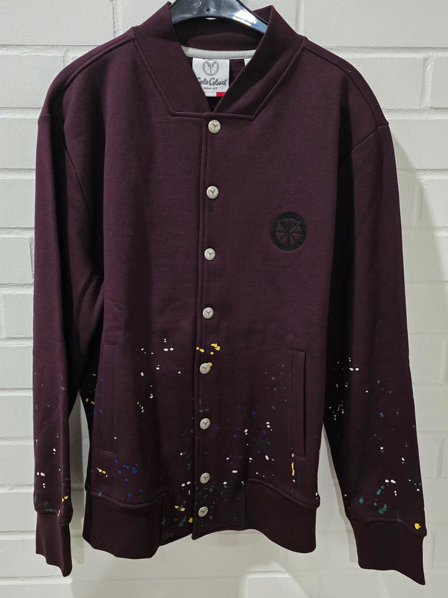 (74) Carlo Colucci Sweatjacke mit Knöpfen dunkelrot bordeaux