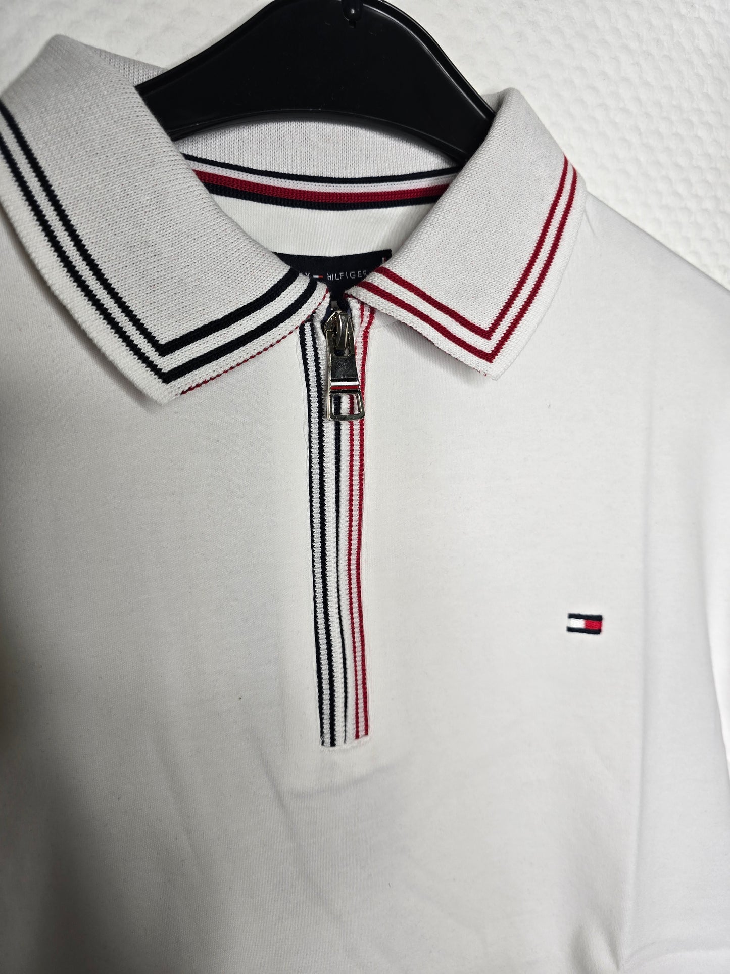 (10) Tommy Hilfiger Poloshirt Reißverschluss weiß