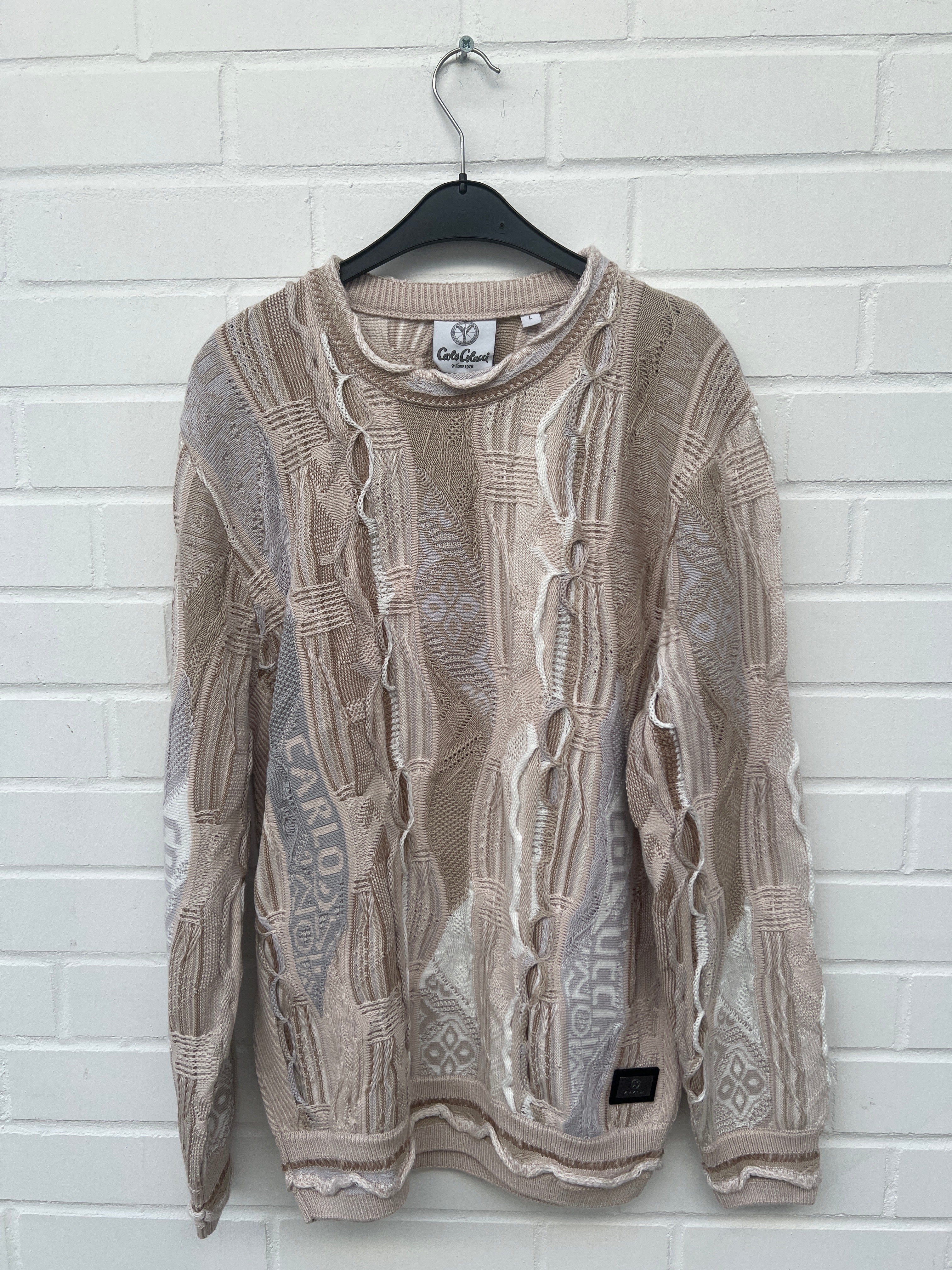 Carlo Colucci 3D Strickpullover Pullover beige weiß C10802 COL 561