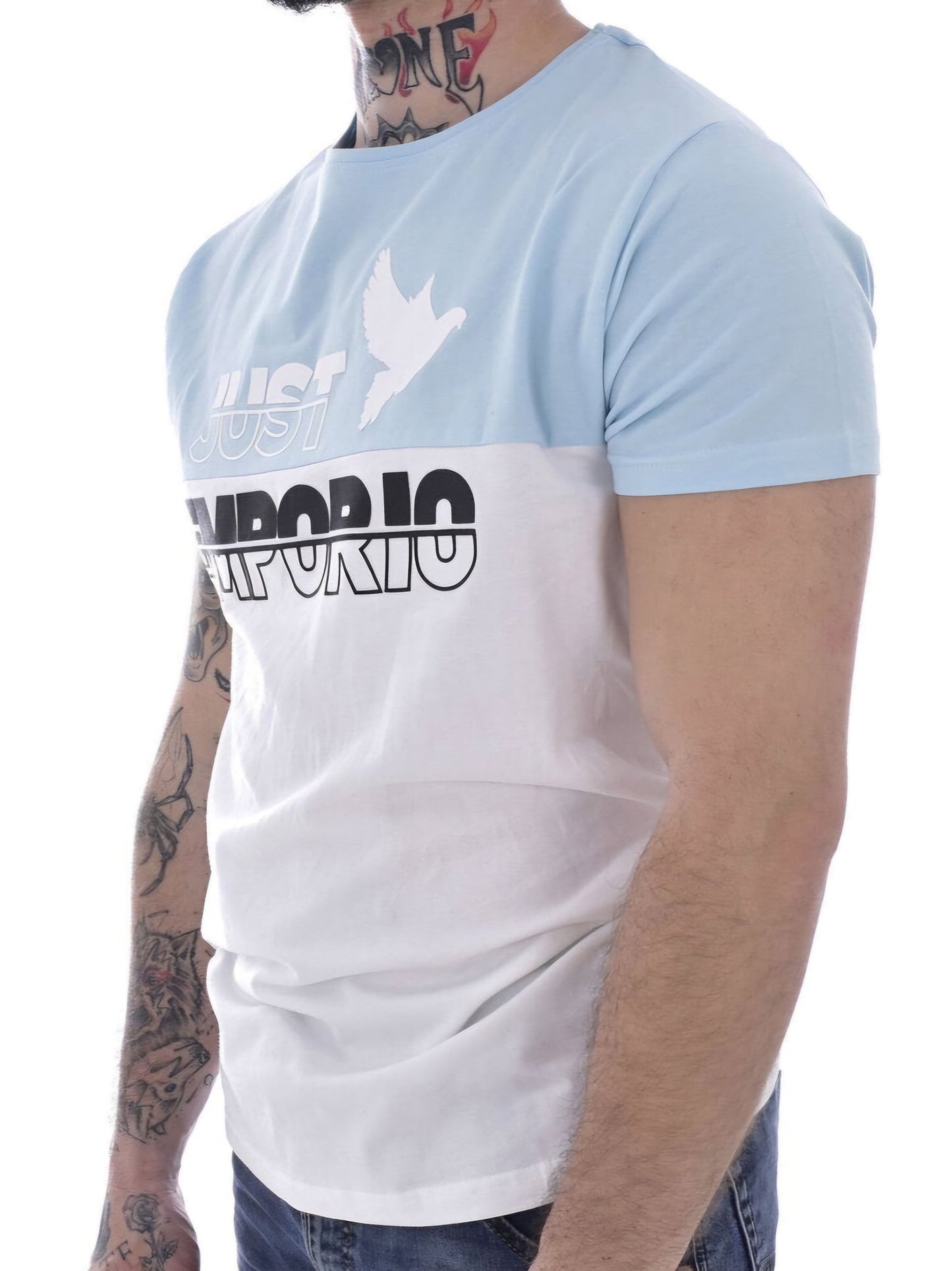 (129) Just Emporio T Shirt weiß hellblau