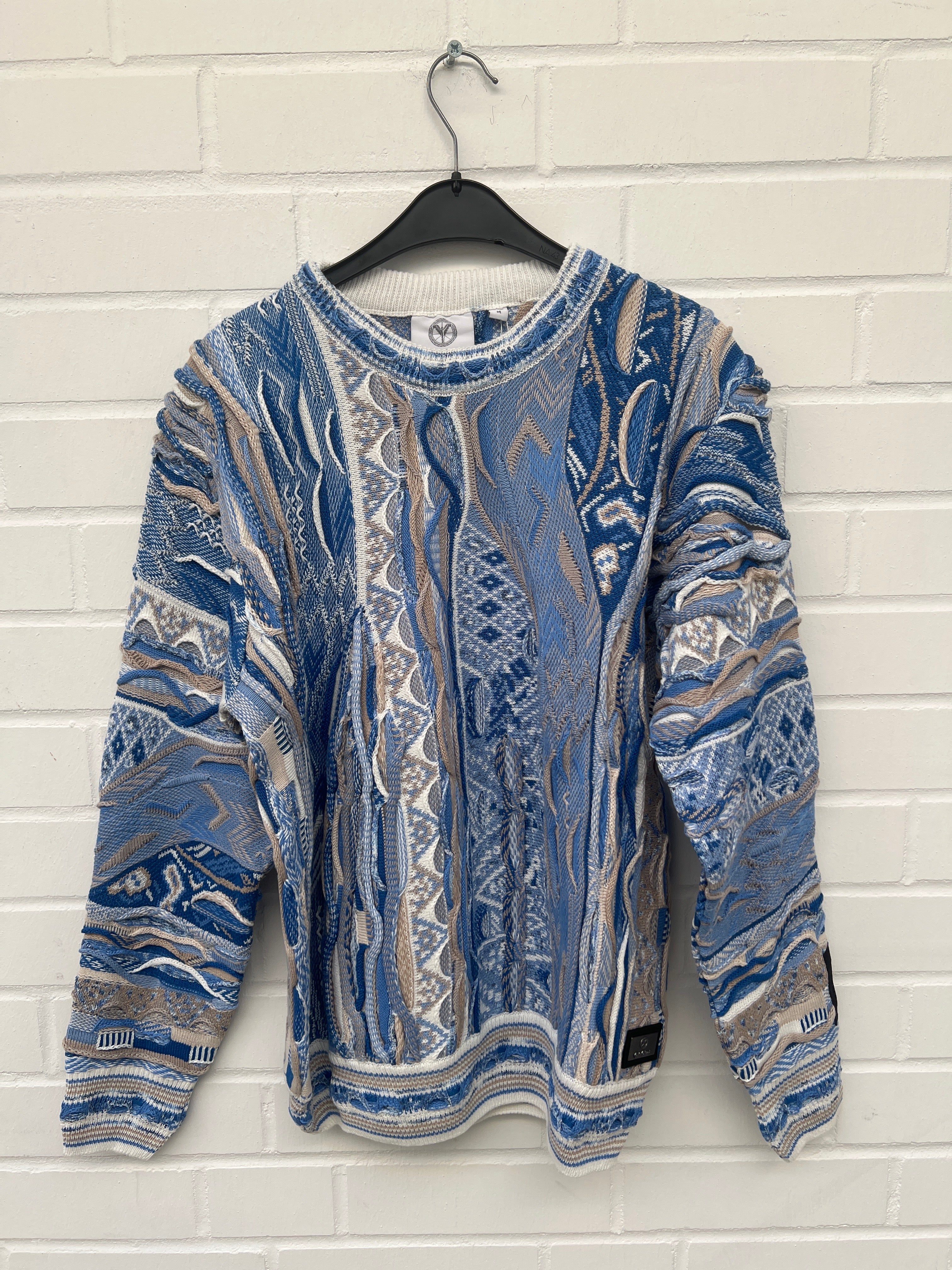Carlo Colucci 3D Strickpullover Pullover hellblau weiß C12501 COL 161