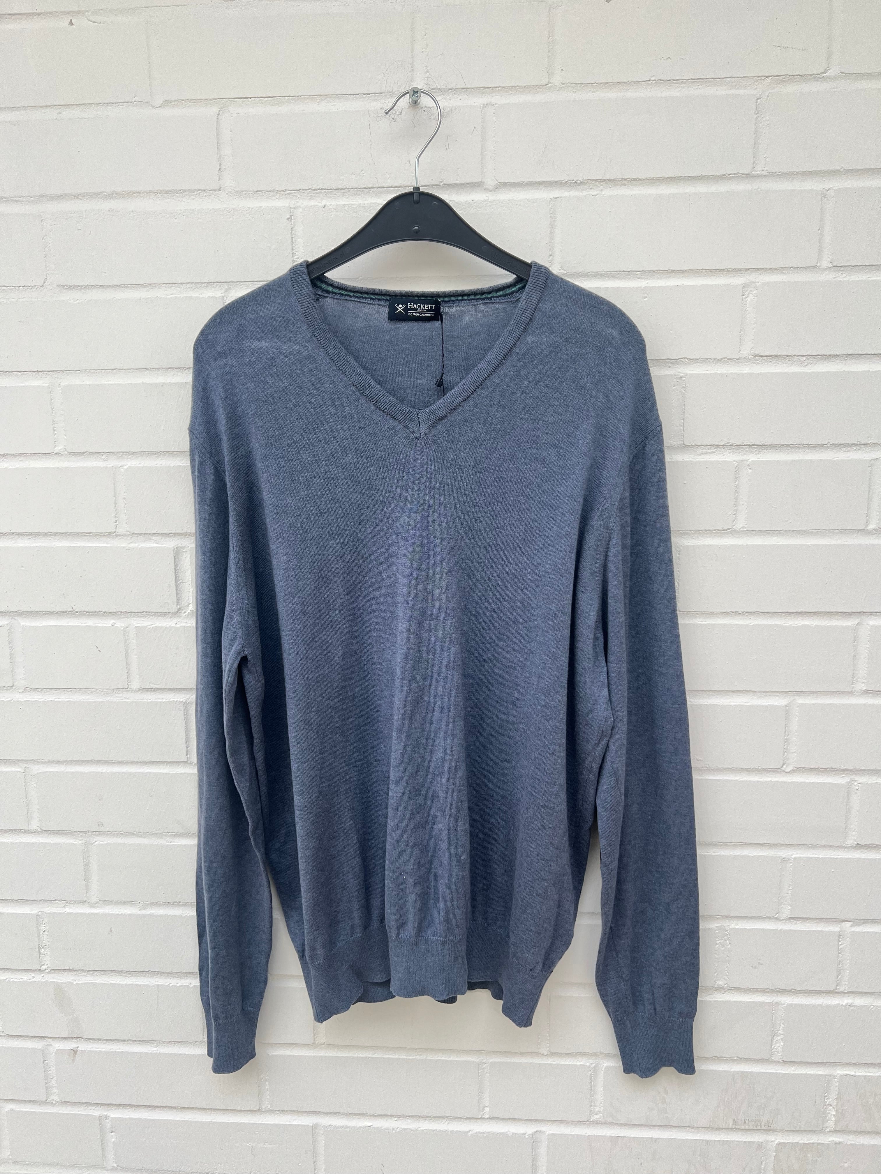 HACKET LONDON Long Sleeve VNeck Cotton Cashmere blau