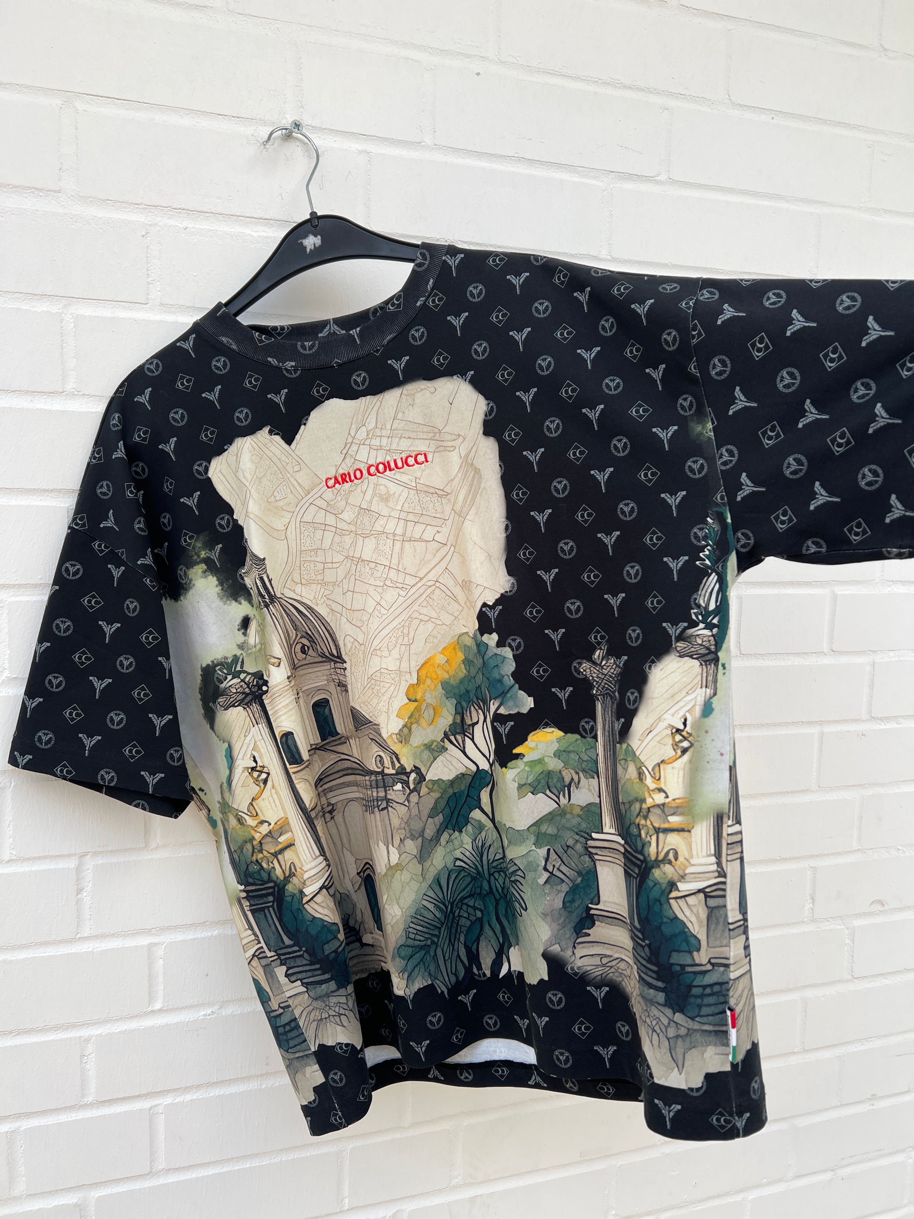 Carlo Colucci Tshirt schwarz / beige muster