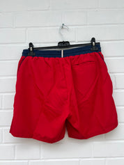 Badehose rot dunkelblau logo Gr.M