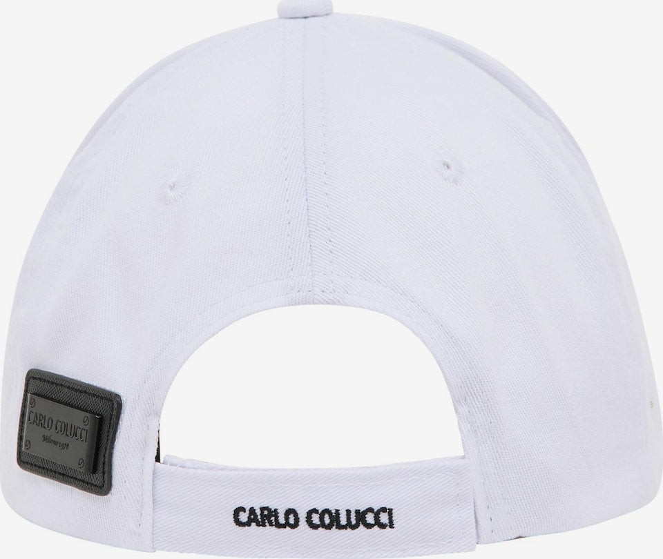 (68) Carlo Colucci Cap Weiß Logo schwarz Metall Ikarus