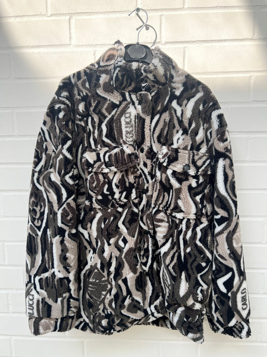 CC Teddyjacke Knöpfe schwarzbraun muster