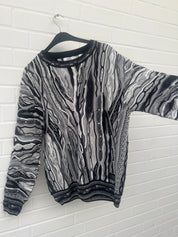 Carlo Colucci 3D Strickpullover Pullover schwarz weiß C12509 COL 201