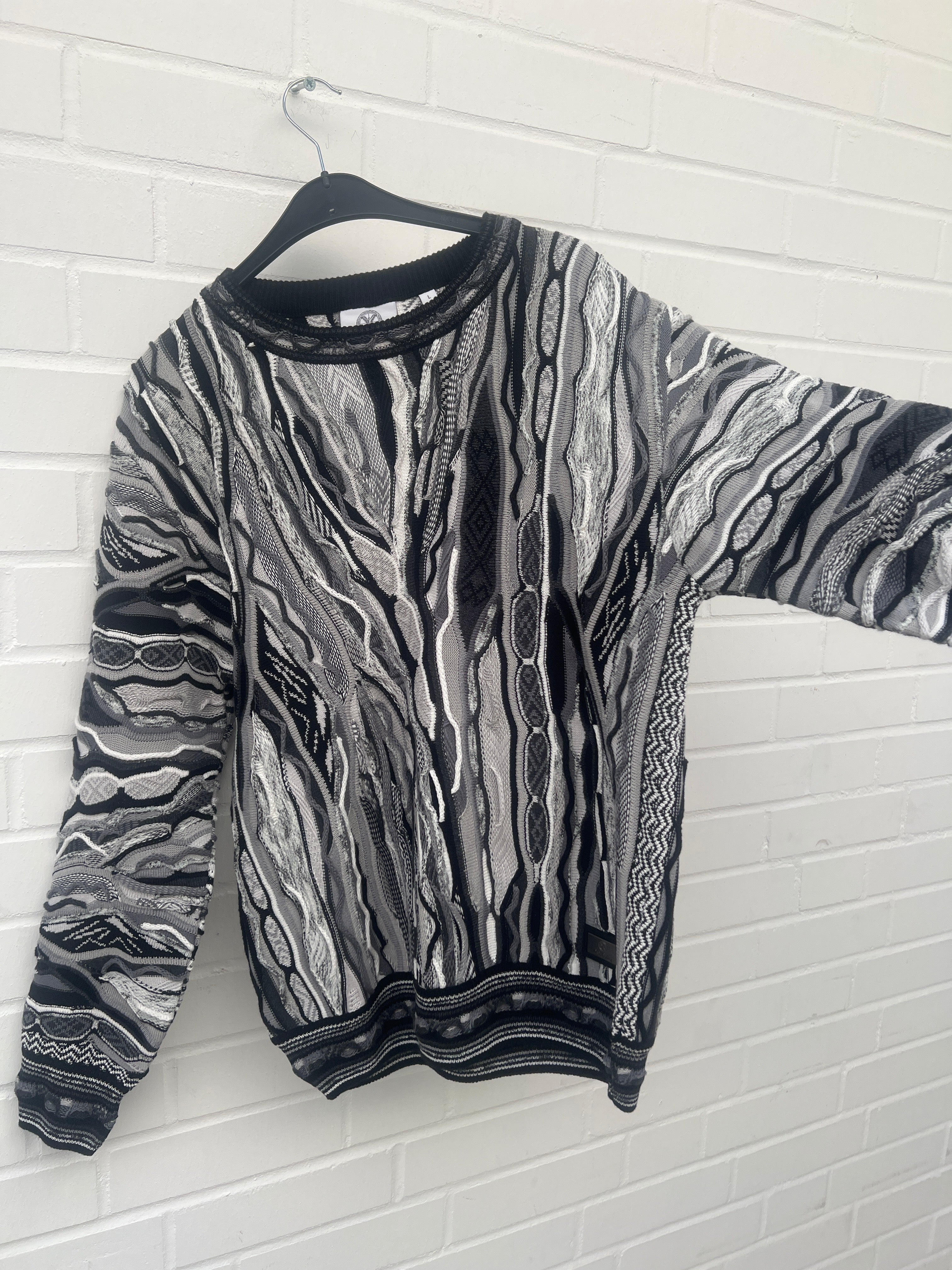Carlo Colucci 3D Strickpullover Pullover schwarz weiß C12509 COL 201