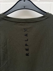 REPLAY Long Sleeve V-Neck Shirt khaki 100% Cotton GrM