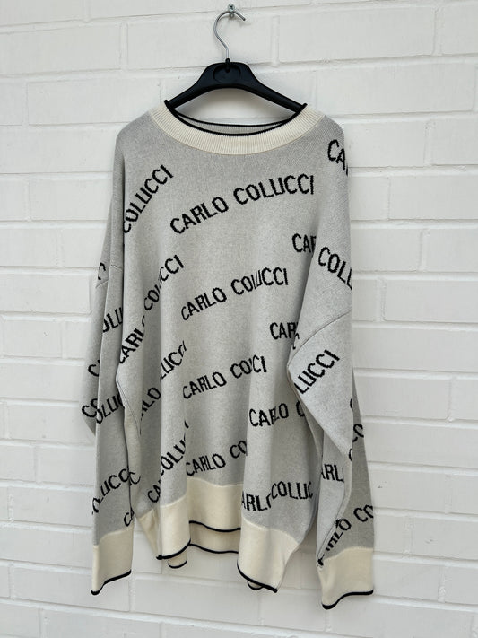 (Stange3) CC Strickpullover weiß-schwarz logo Gr.L