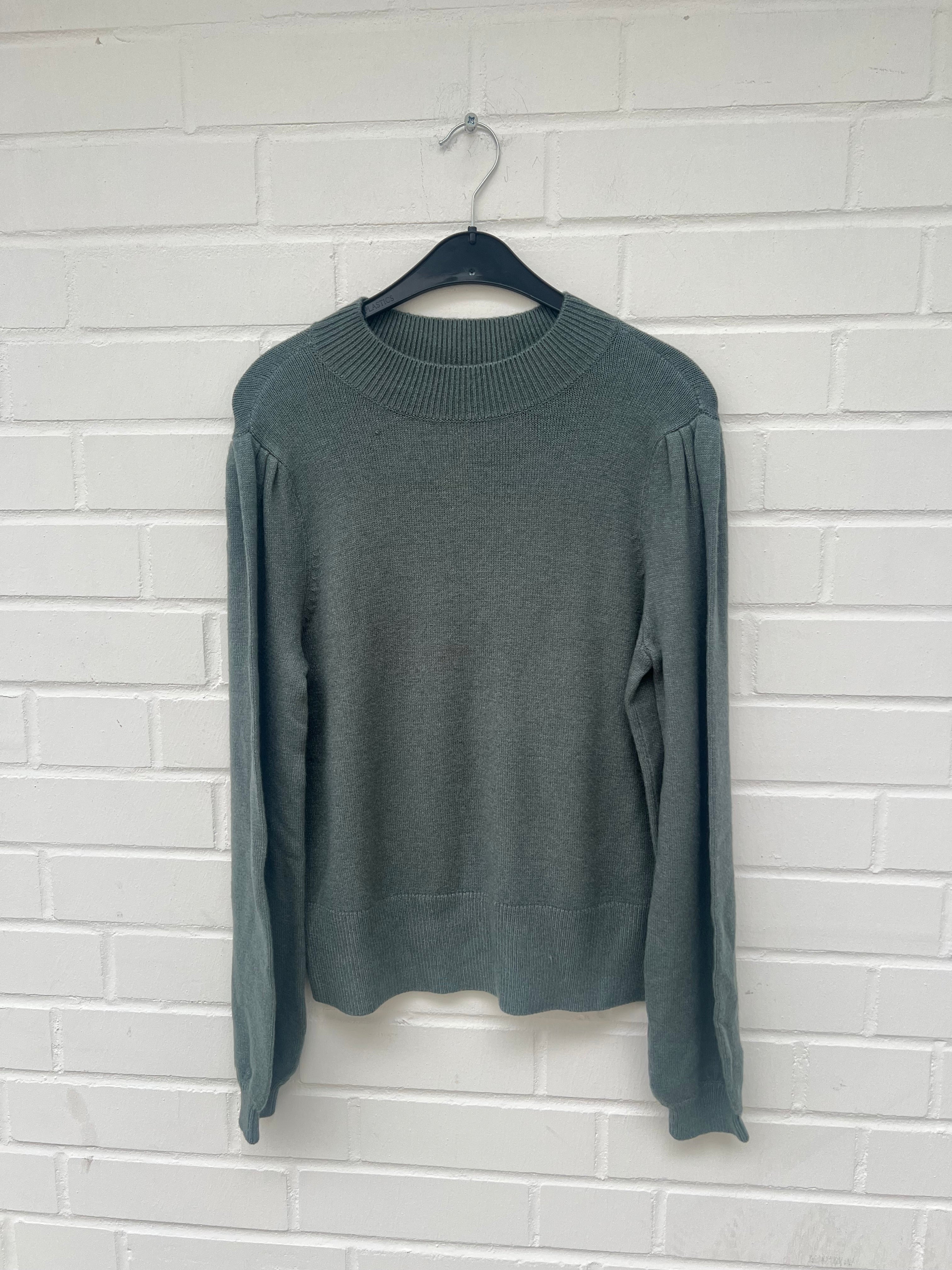 Vila Turtle Neck Ballon Arme Pullover dunkelgrün GrM
