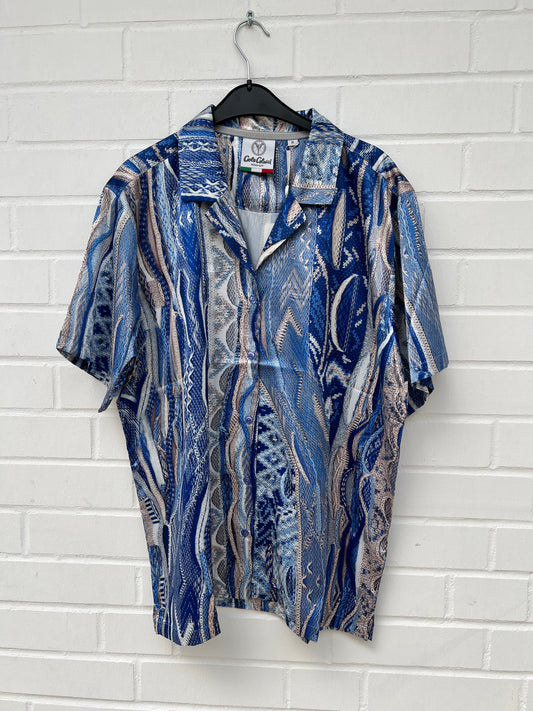 (81) CC Satin Hemd blau muster