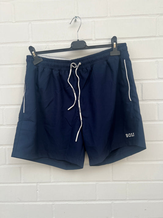 Badehose dunkelblau logo weiß Gr.L
