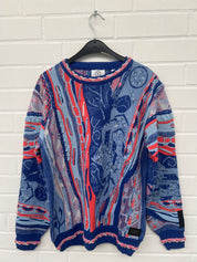 Carlo Colucci 3D Strickpullover Pullover blau orange C12507 COL 121