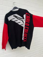 Carlo Colucci Strickpullover schwarz rot